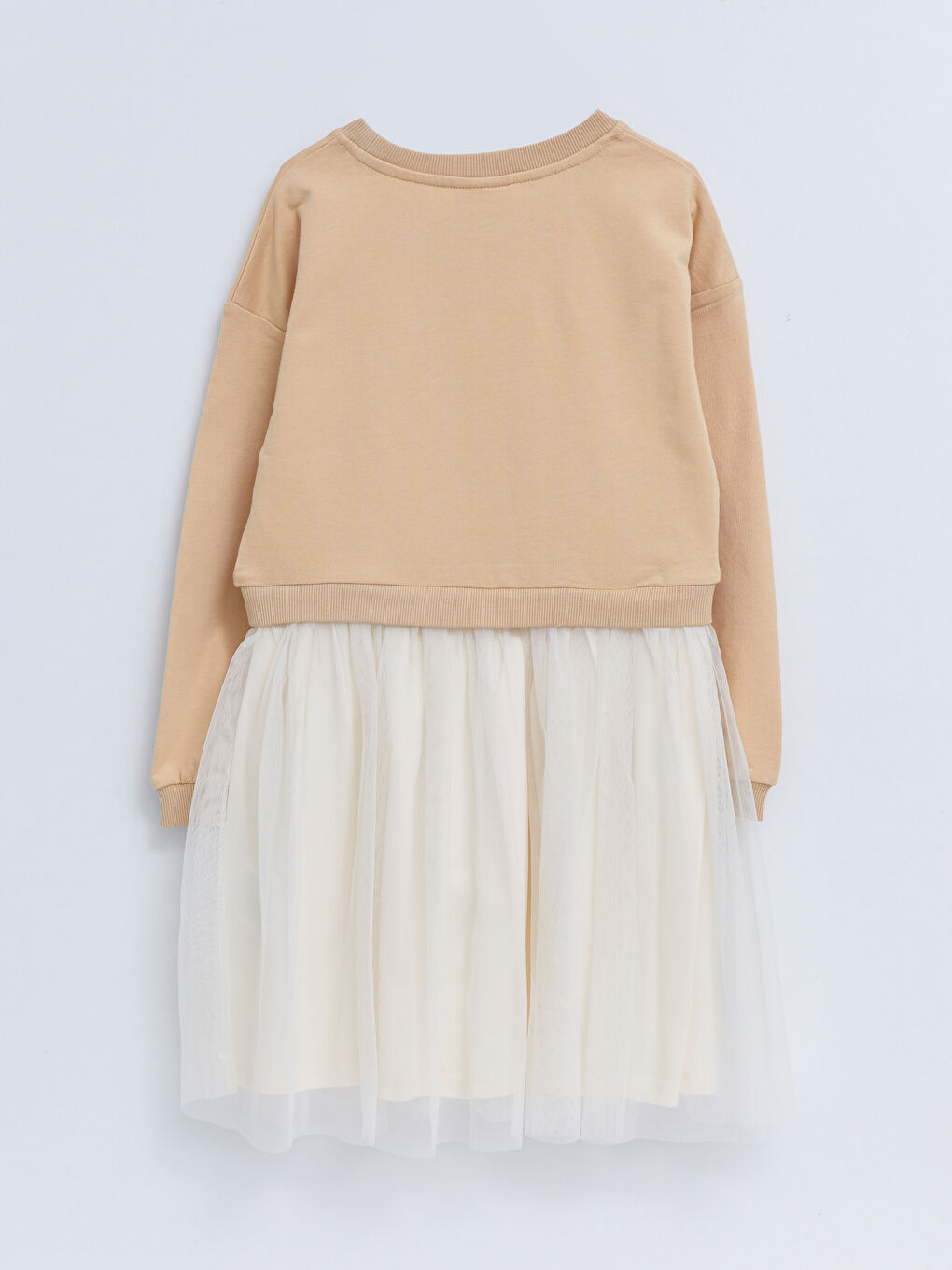 LCW Kids Crew Neck Printed Long Sleeve Girls' Dress -S2DK27Z4-KNF