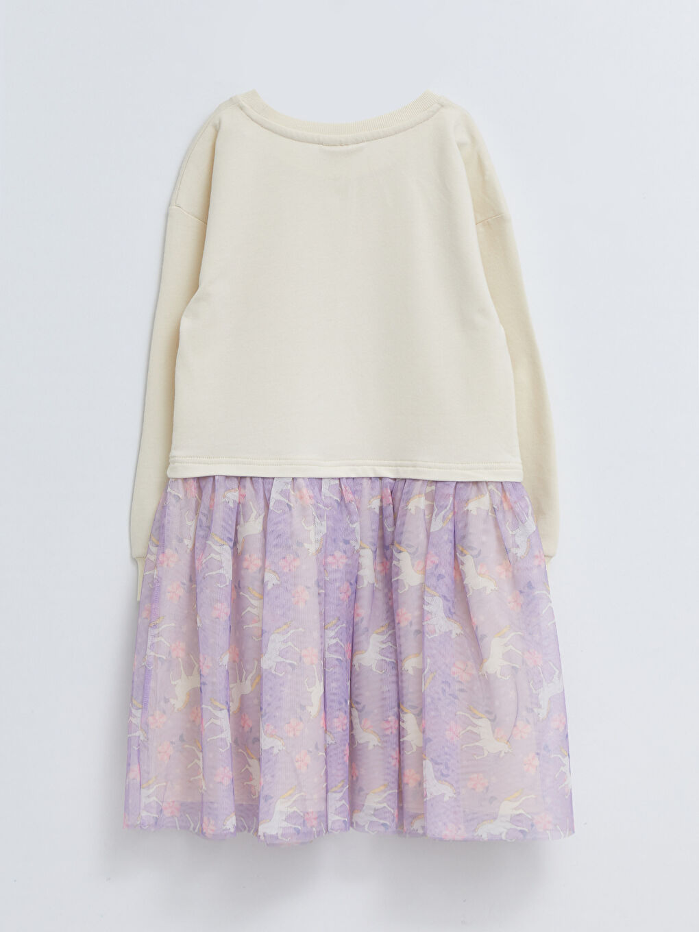 მრგვალი საყელო ნაბეჭდი გრძელმკლავიანი გოგონებისთვის კაბა-1