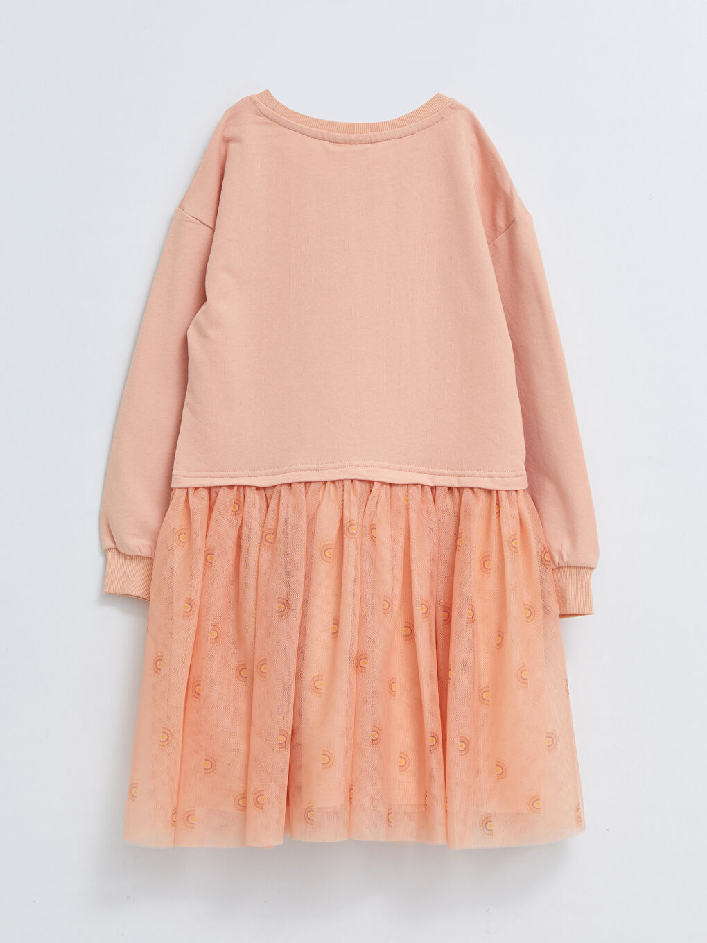 Crew Neck Printed Long Sleeve Girls' Dress-1