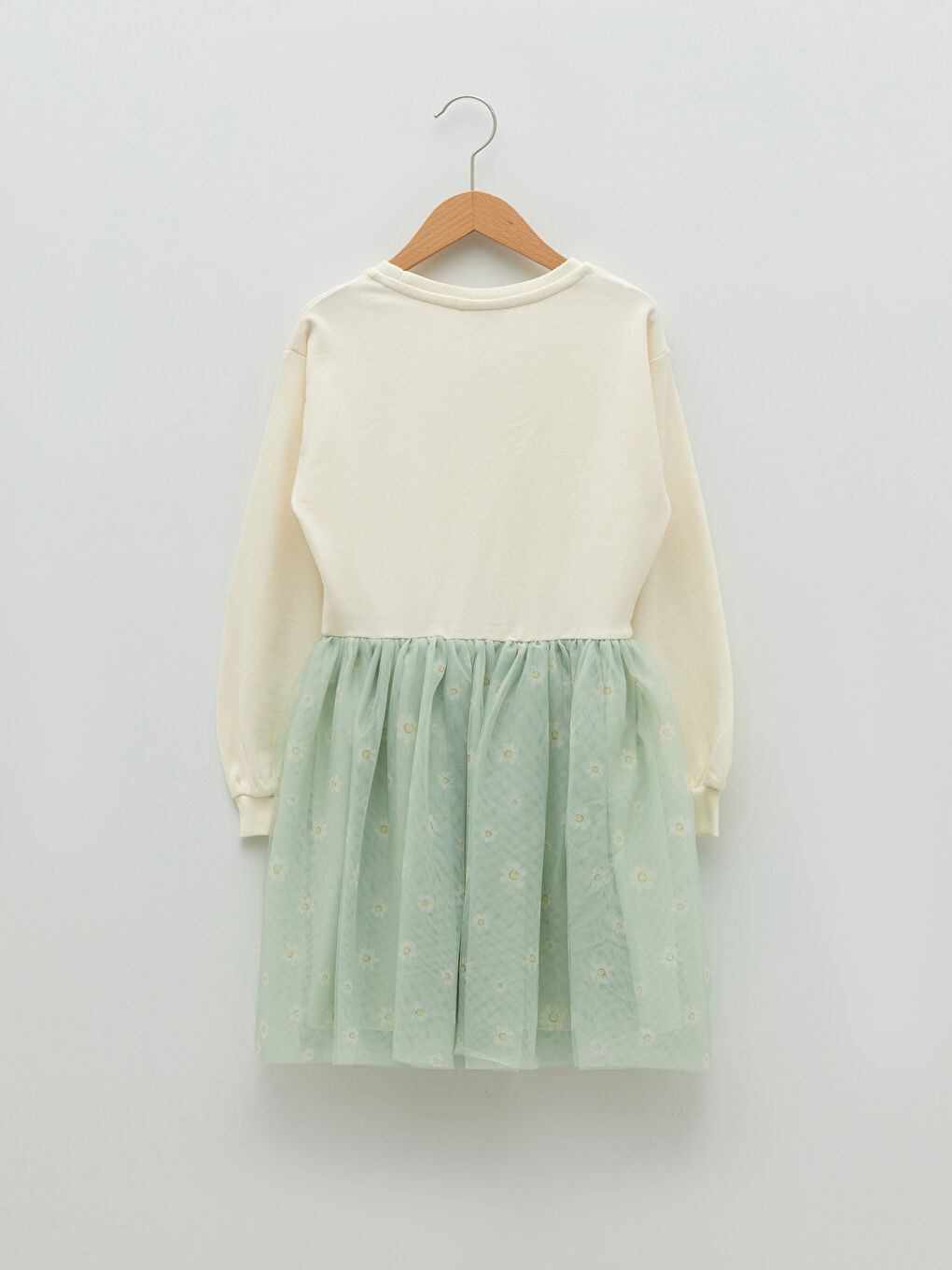 LCW Kids Crew Neck Embroidery Detailed Long Sleeve Girl Dress -S2DK30Z4-FDW