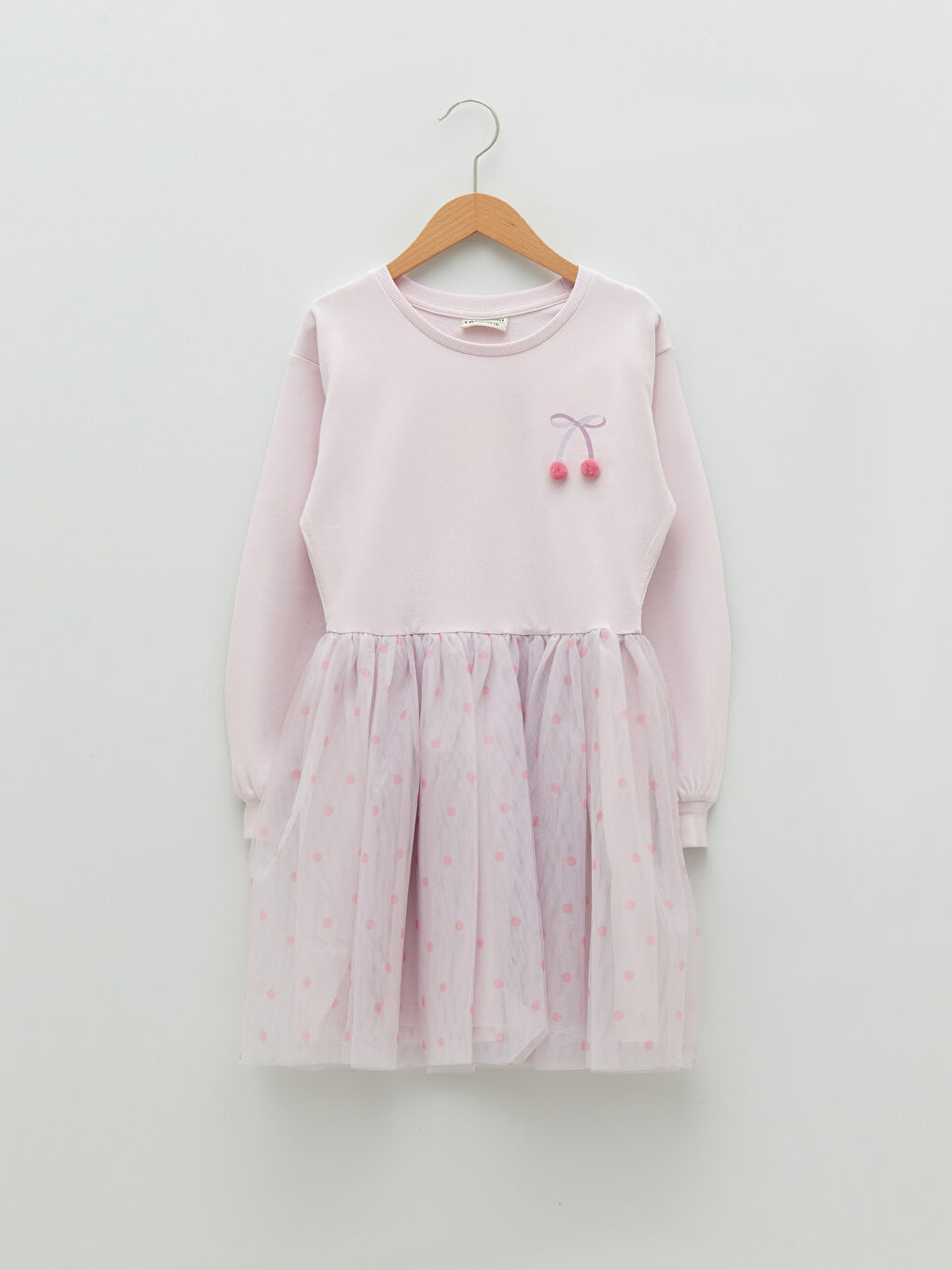 LCW Kids Crew Neck Embroidery Detailed Long Sleeve Girl Dress -S2DK30Z4-FYE