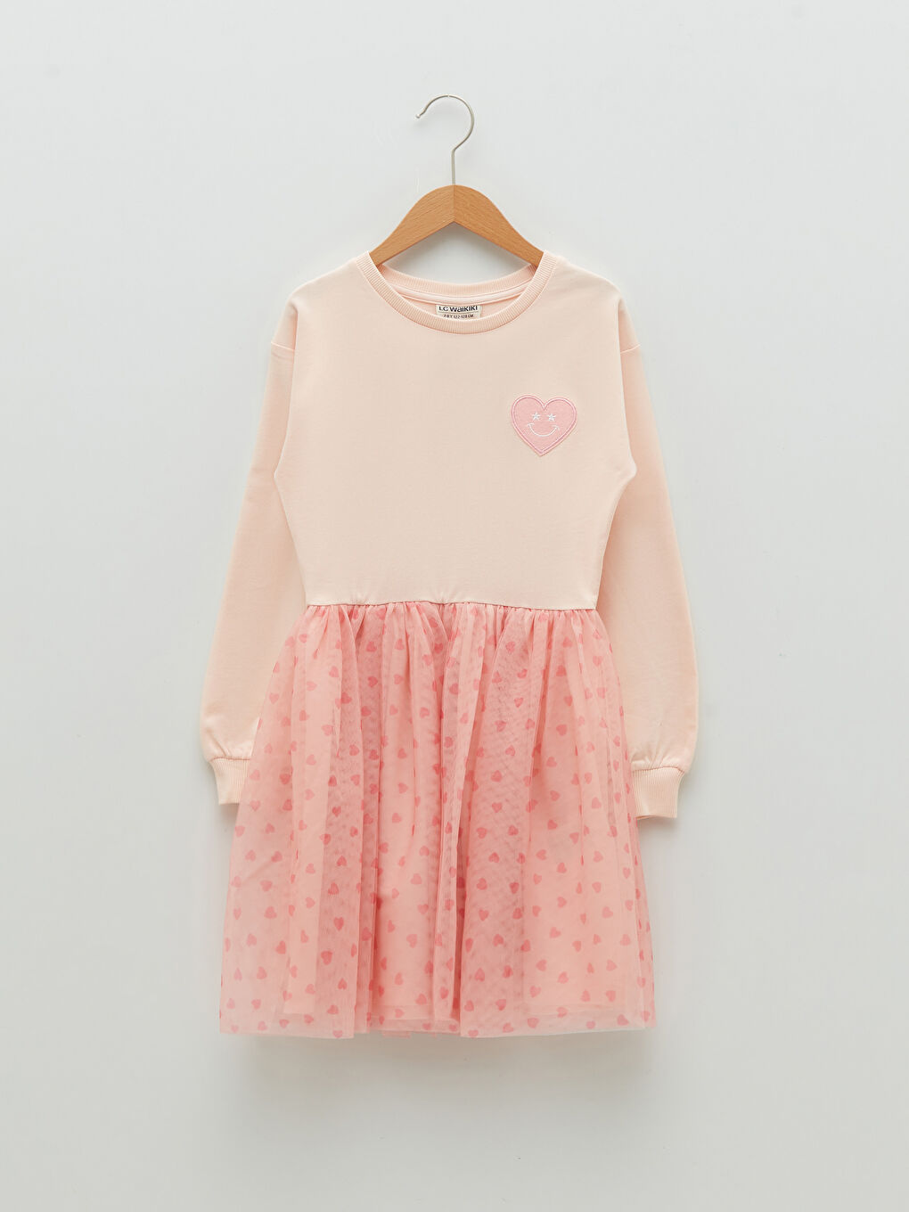 LCW Kids Crew Neck Embroidery Detailed Long Sleeve Girl Dress -S2DK30Z4-FYM