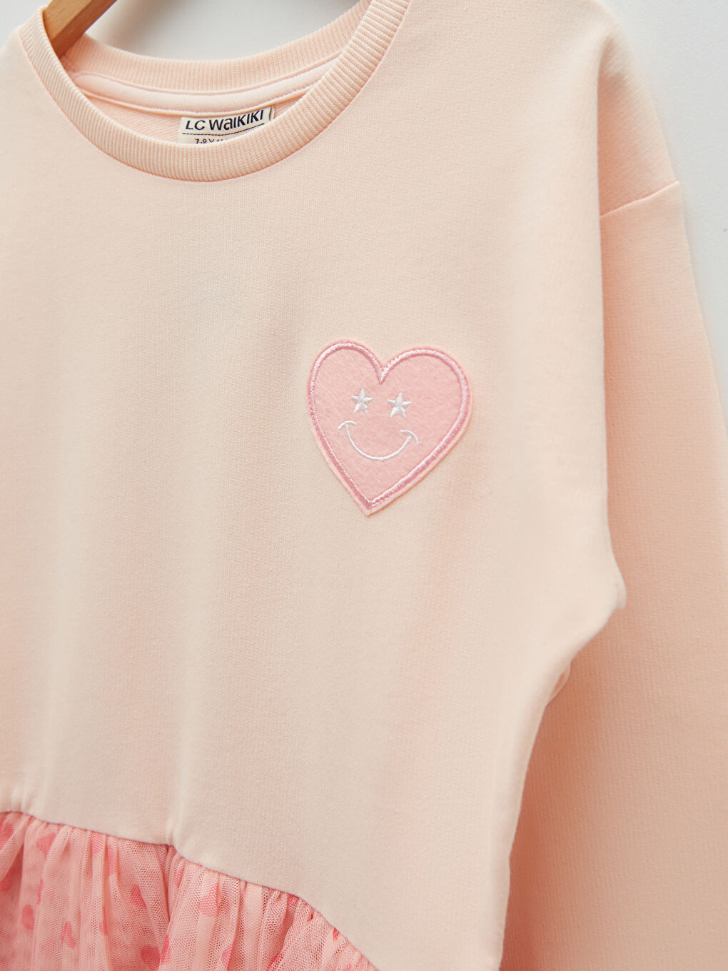 LCW Kids Crew Neck Embroidery Detailed Long Sleeve Girl Dress -S2DK30Z4-FYM