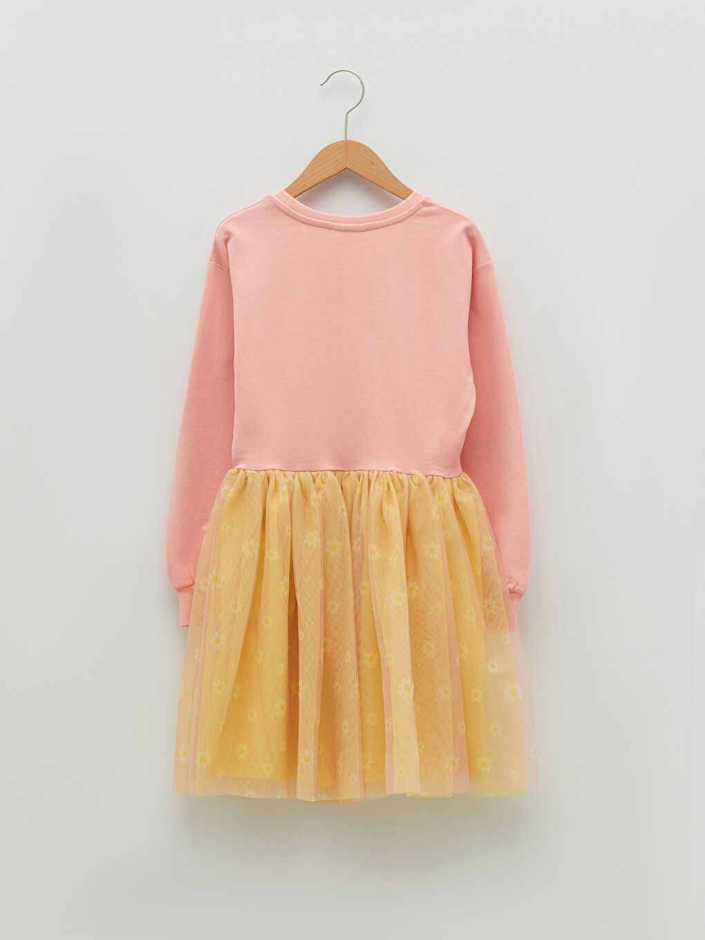 LCW Kids Crew Neck Embroidery Detailed Long Sleeve Girl Dress -S2DK30Z4-G5T