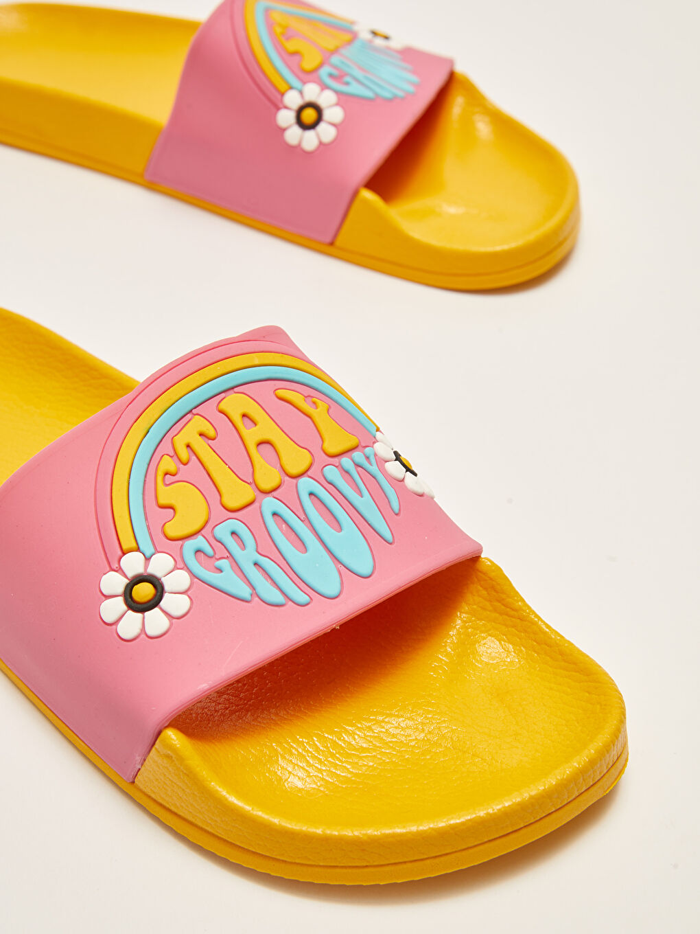 Turuncu Tek Bantlı Baskılı Kadın Terlik-4