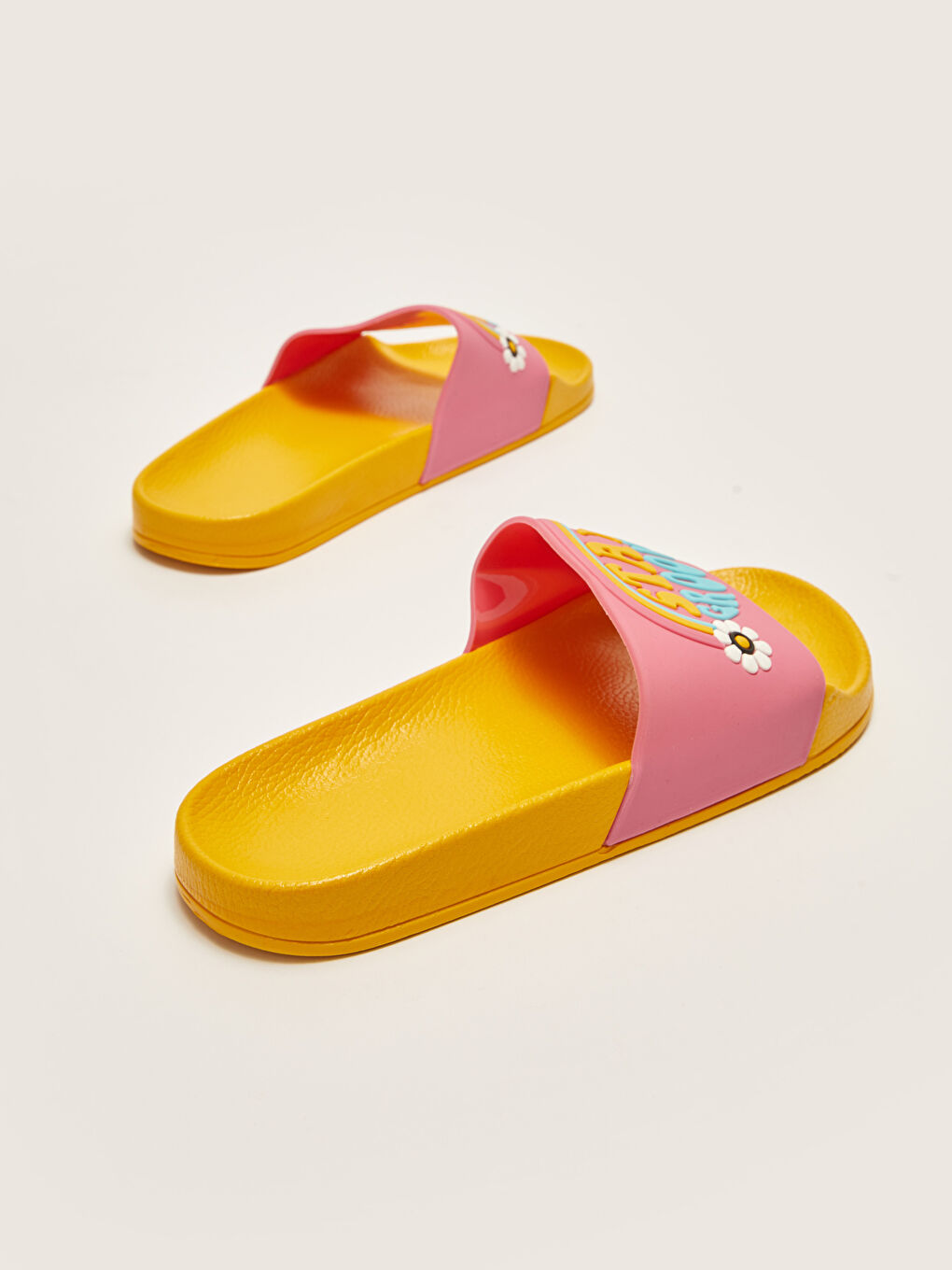 Turuncu Tek Bantlı Baskılı Kadın Terlik-5