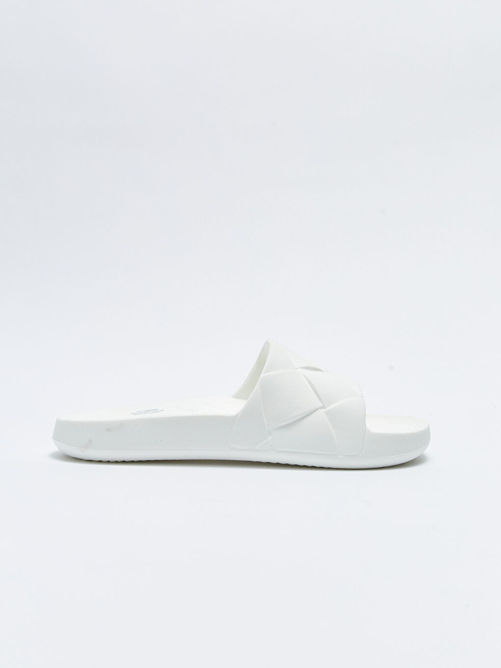 Beyaz Tek Bantlı Kendinden Desenli Kadın Terlik-1