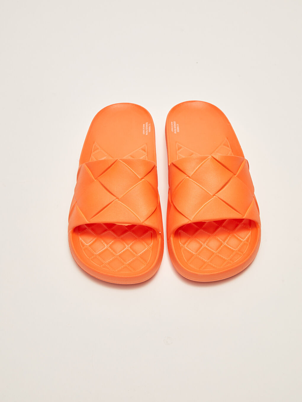 Turuncu Tek Bantlı Kendinden Desenli Kadın Terlik-2