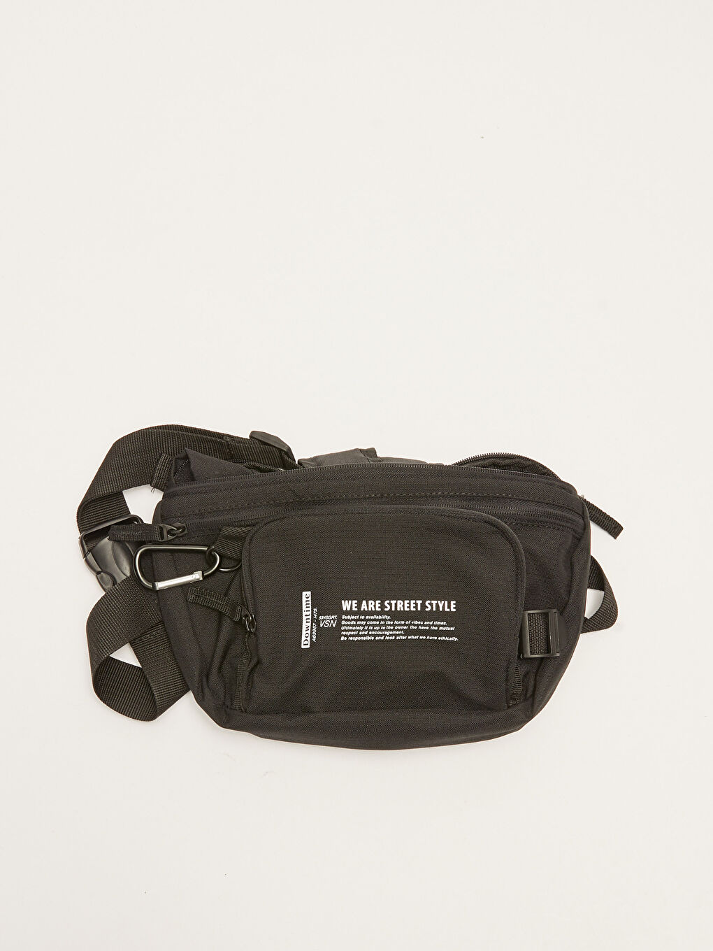 Siyah Baskılı Ayarlanabilir Askılı Erkek Sırt ve Bel Çantası-4