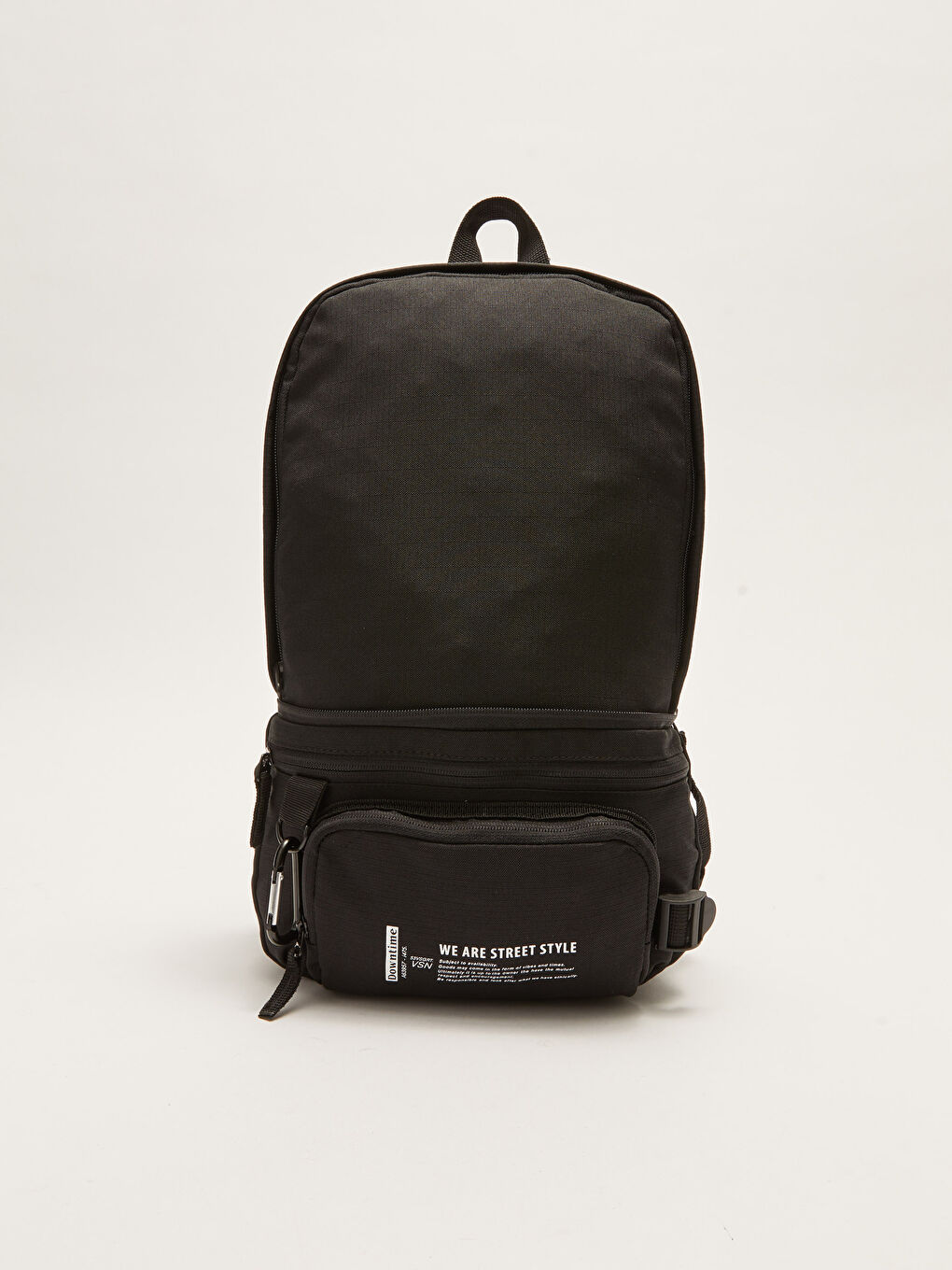 Siyah Baskılı Ayarlanabilir Askılı Erkek Sırt ve Bel Çantası-6