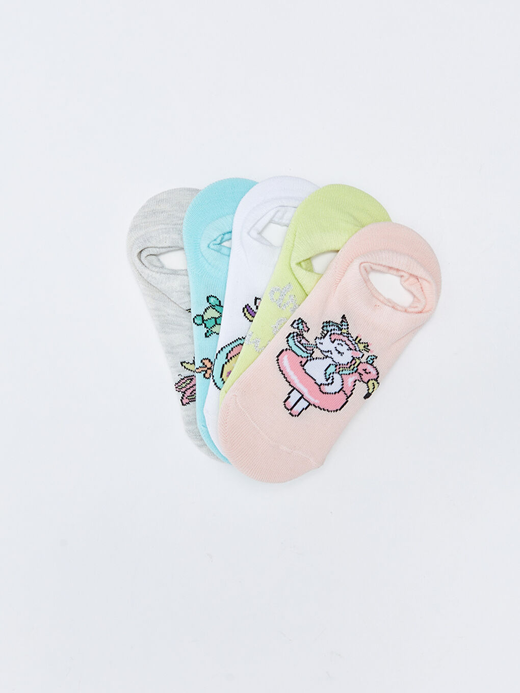 Patterned Girls' Trainer Socks 5 Pack