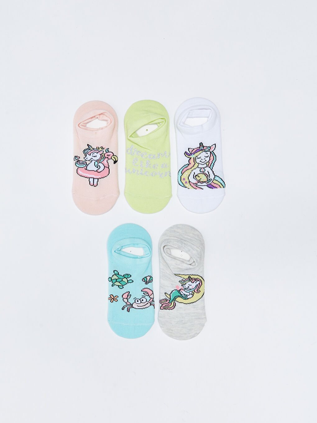 Patterned Girls' Trainer Socks 5 Pack-1