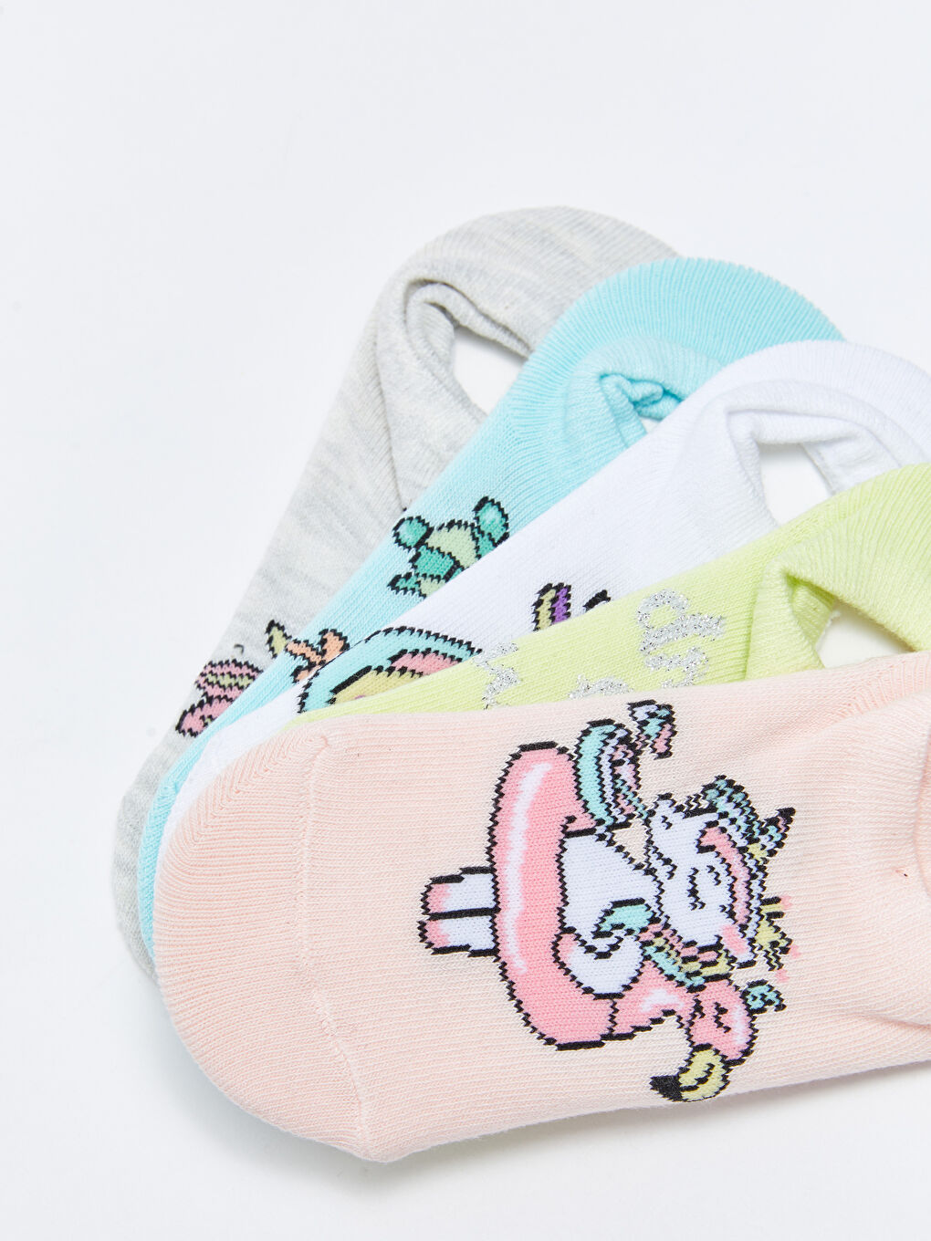 Patterned Girls' Trainer Socks 5 Pack-2