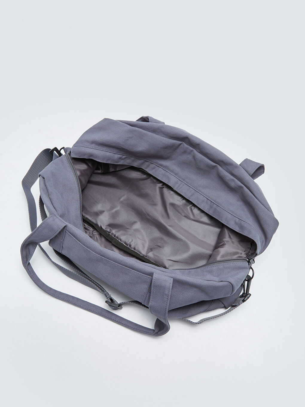 Gri Düz Erkek Kanvas Valiz-4