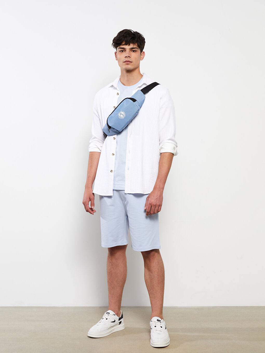 Mavi Baskılı Erkek Bel Çantası-1