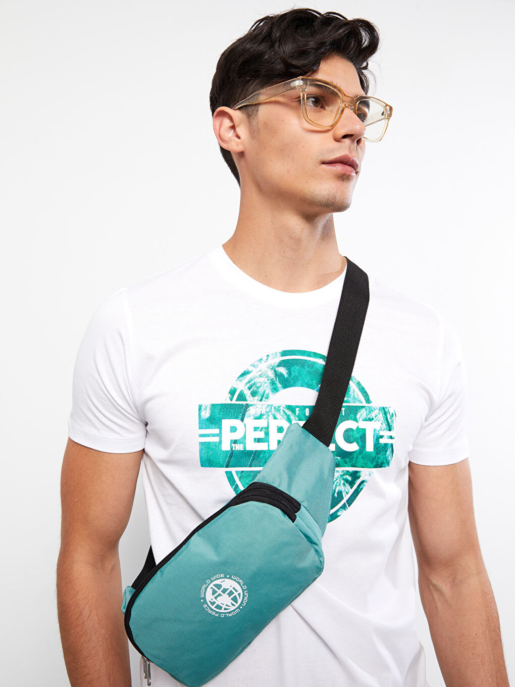 Yeşil Baskılı Erkek Bel Çantası-1