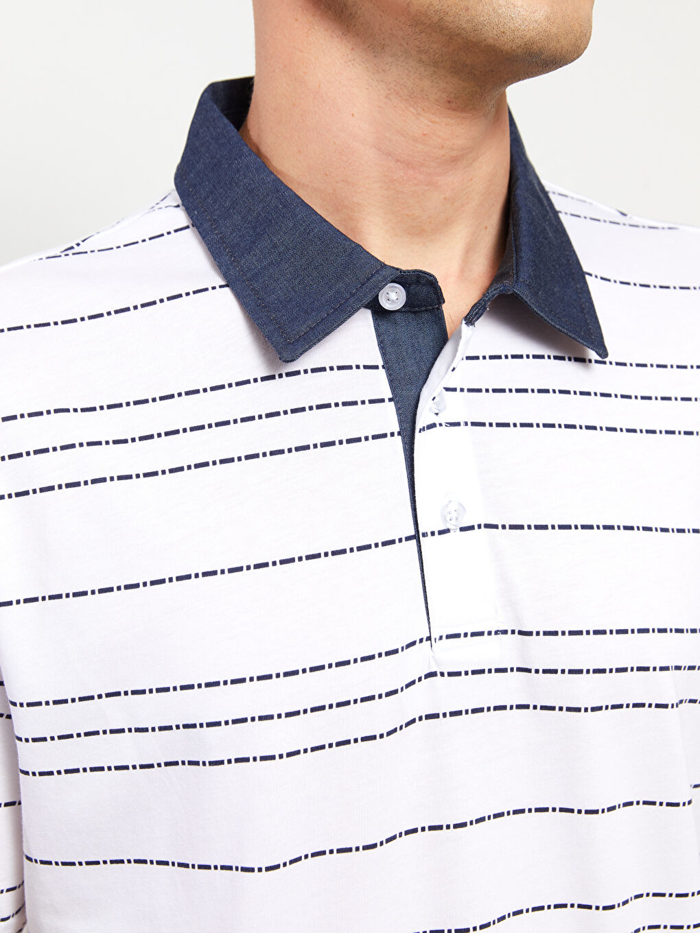 Rollkragen Kurzarm Gestreift Herren T-Shirt-3