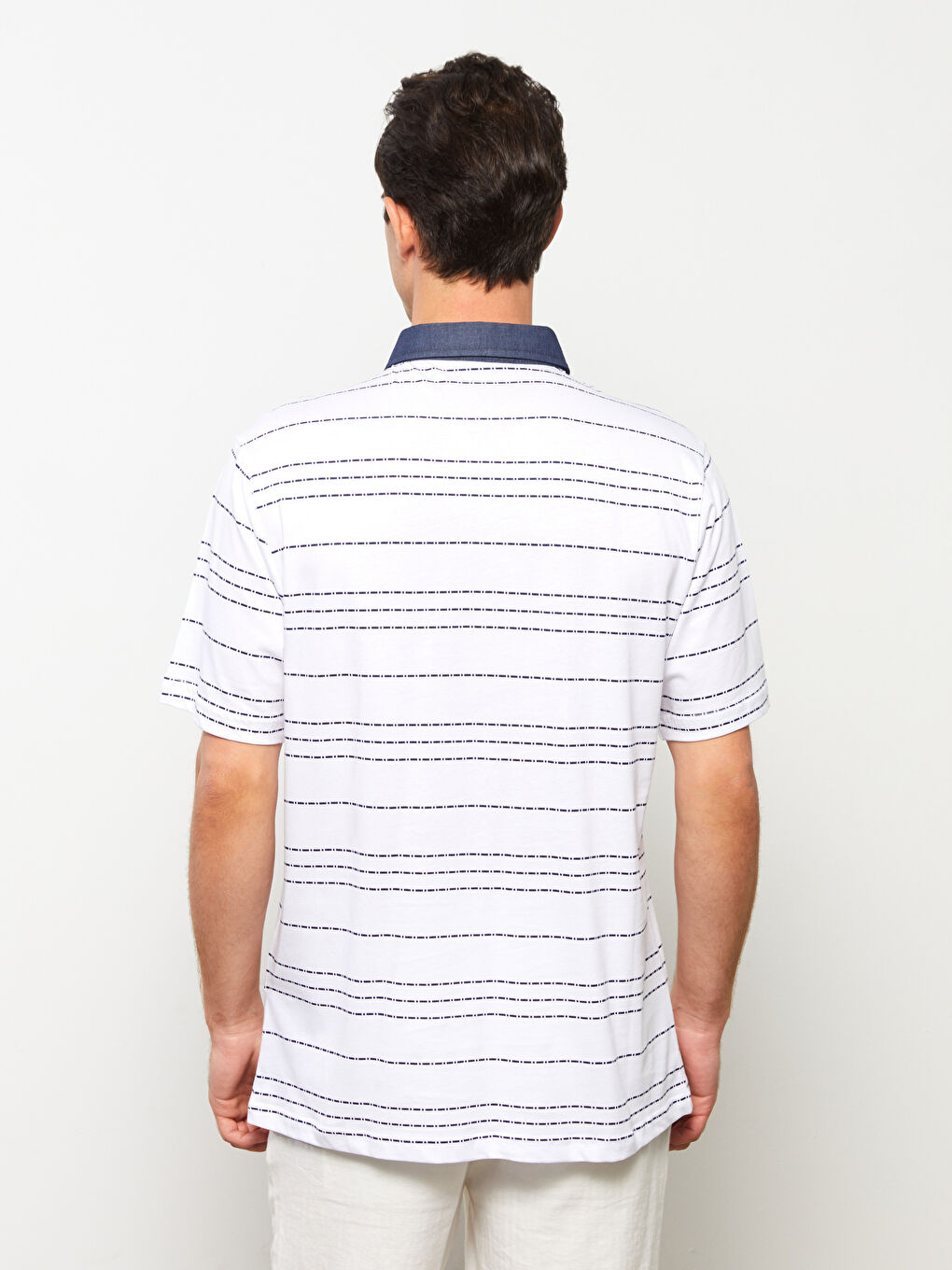 Rollkragen Kurzarm Gestreift Herren T-Shirt-4