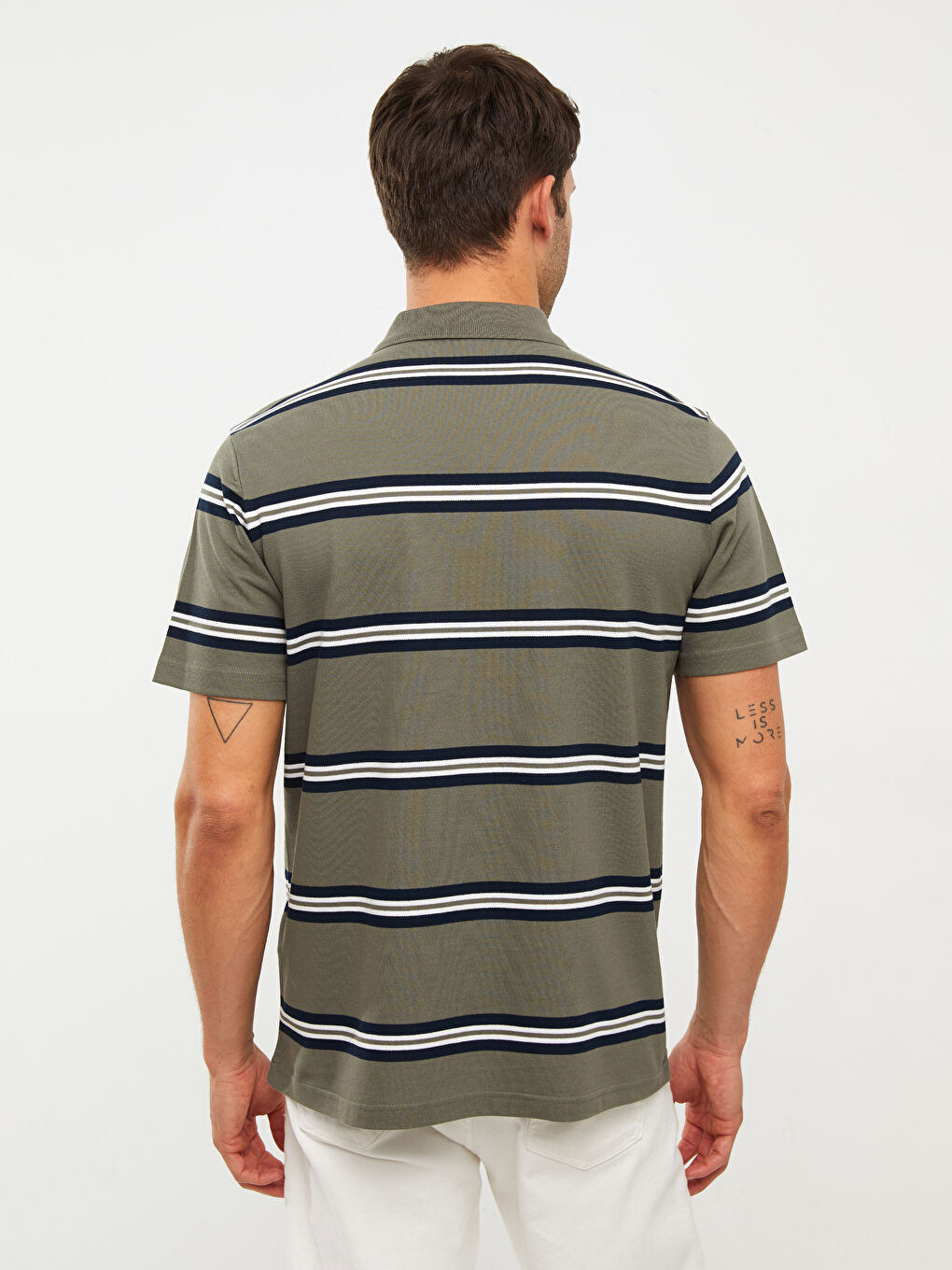 Polo Neck Short Sleeve Striped Pique Men's T-Shirt-4