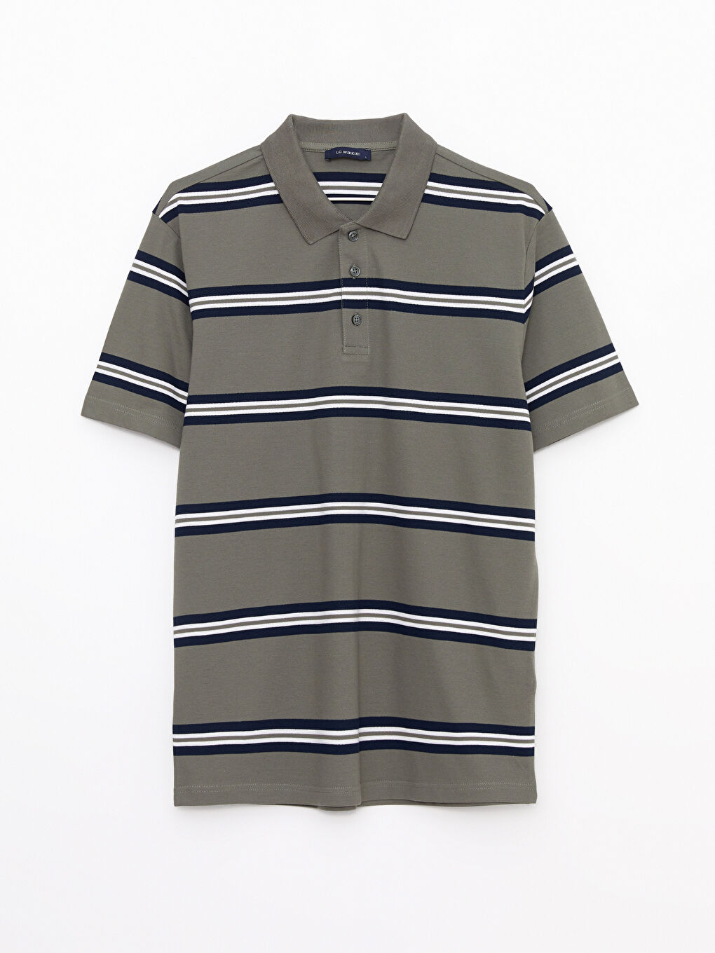 Polo Neck Short Sleeve Striped Pique Men's T-Shirt-5