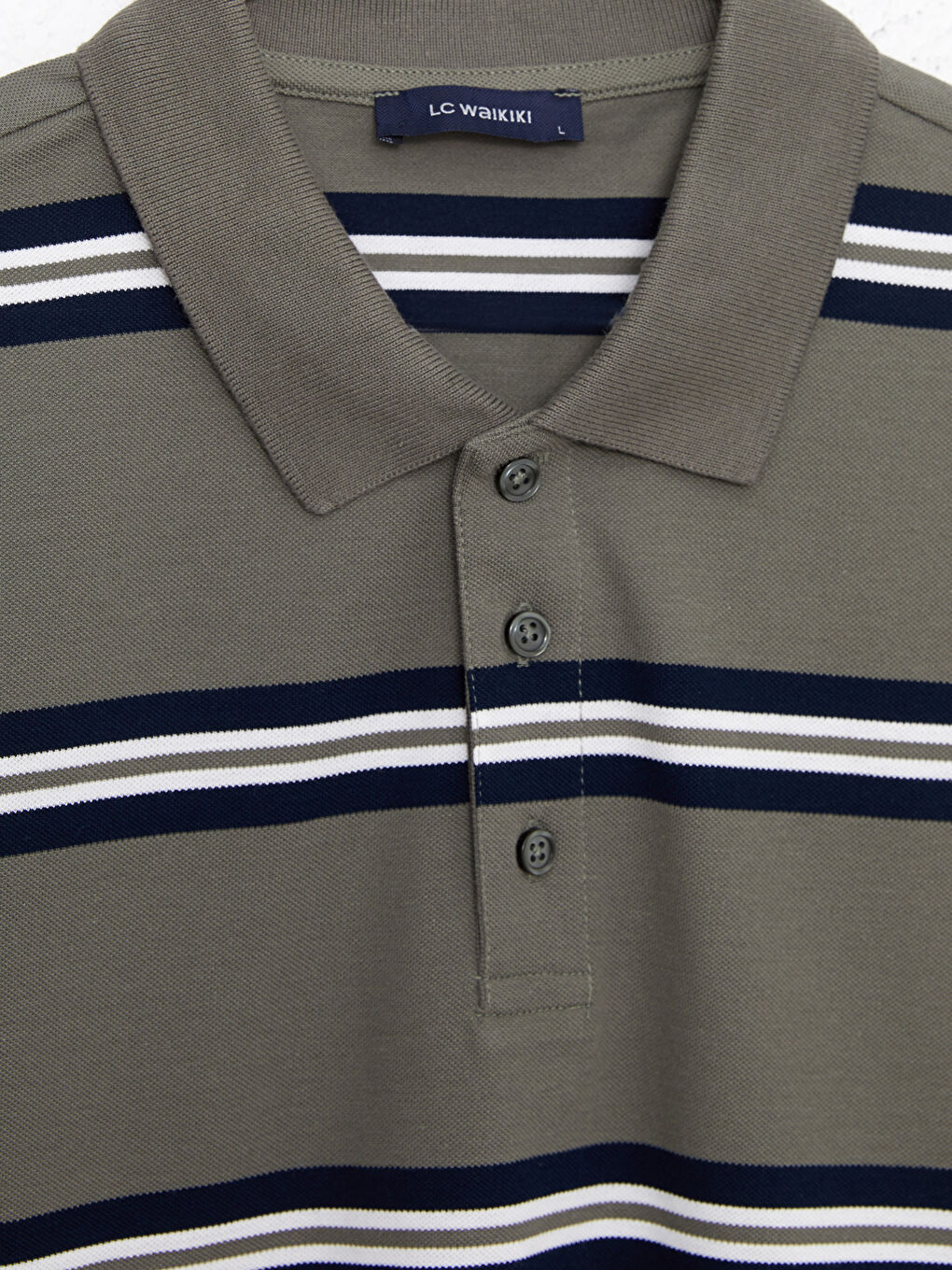 Polo Neck Short Sleeve Striped Pique Men's T-Shirt-6