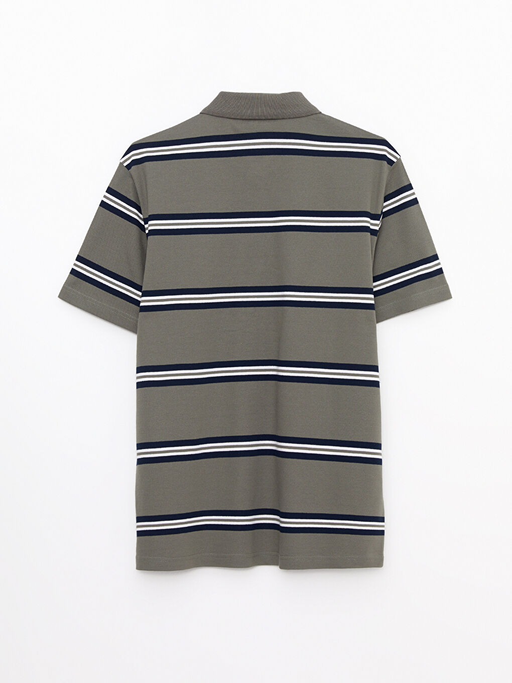 Polo Neck Short Sleeve Striped Pique Men's T-Shirt-7