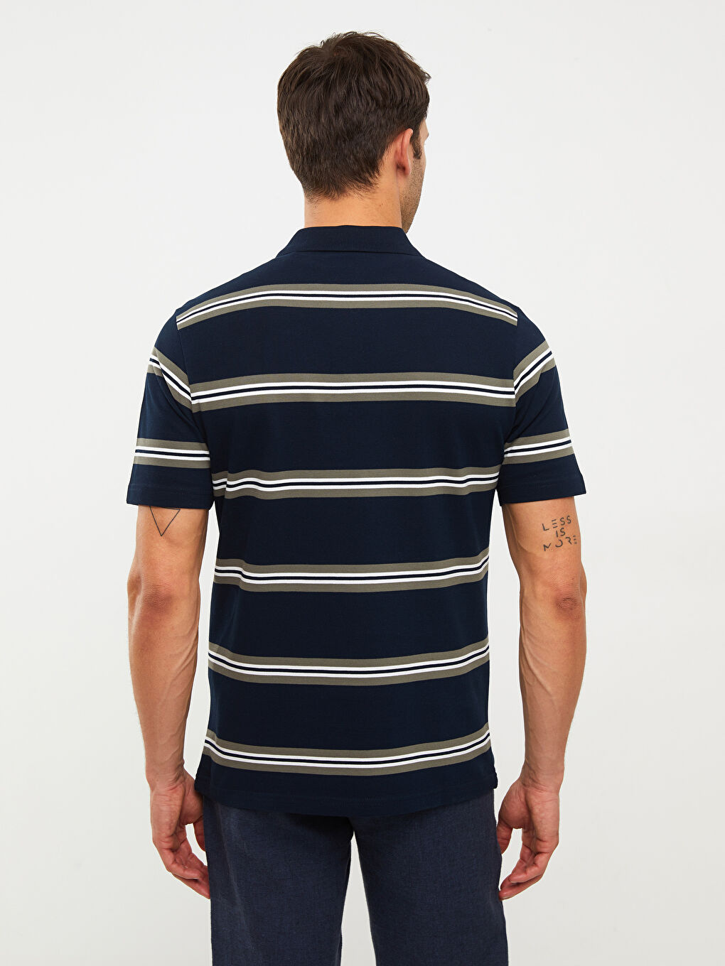 Polo Neck Short Sleeve Striped Pique Men's T-Shirt-4