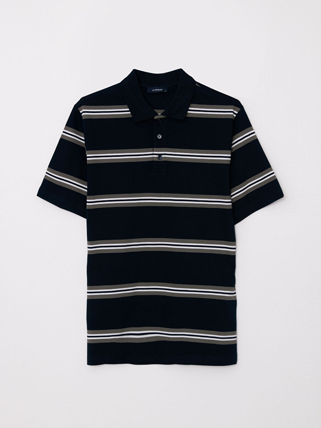 Polo Neck Short Sleeve Striped Pique Men's T-Shirt-5