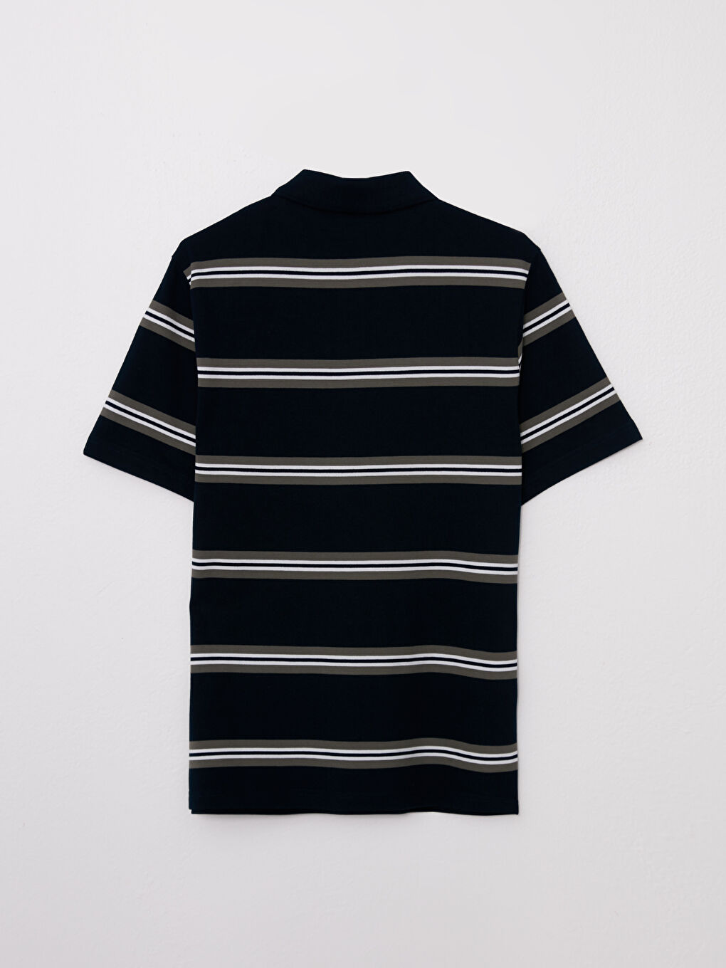 Polo Neck Short Sleeve Striped Pique Men's T-Shirt-6