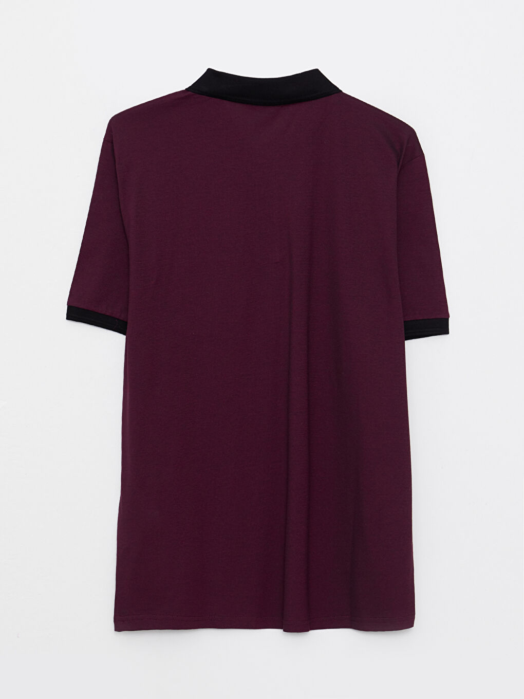 Bordo Polo Yaka Kısa Kollu Penye Erkek Tişört-6