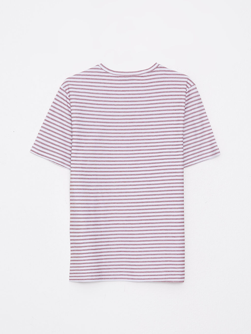 تي شيرت رجالي مخطط بياقة دائرية وكم قصير-6