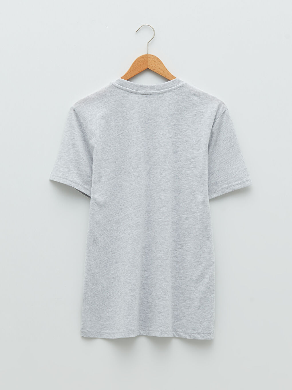 Gri Bisiklet Yaka Kısa Kollu Baskılı Penye Erkek Tişört-6