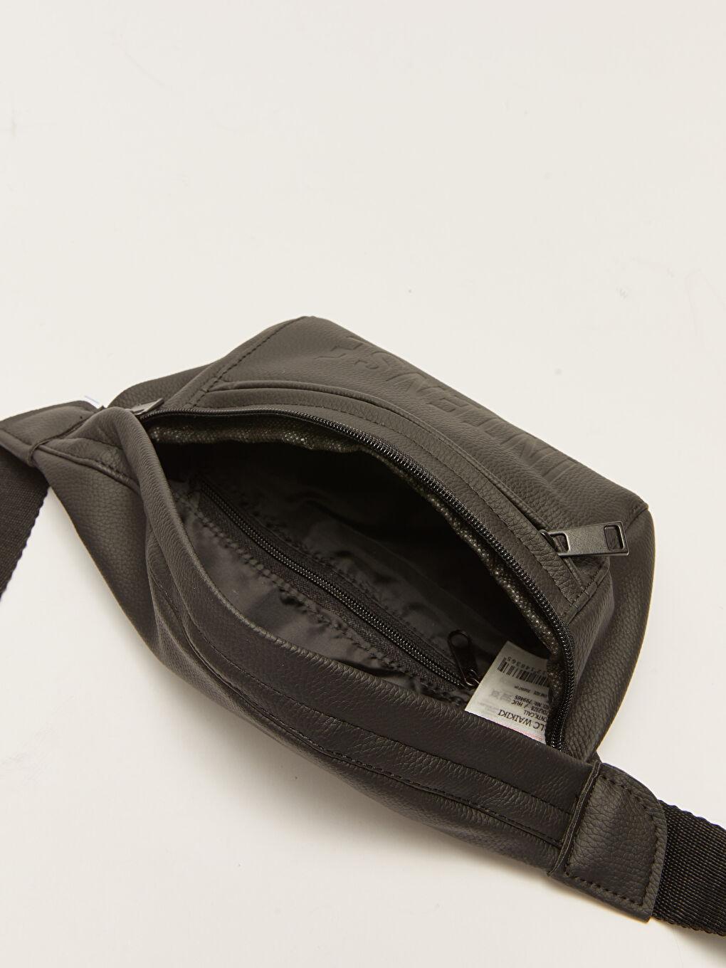 Siyah Deri Görünümlü Erkek Bel Çantası-4