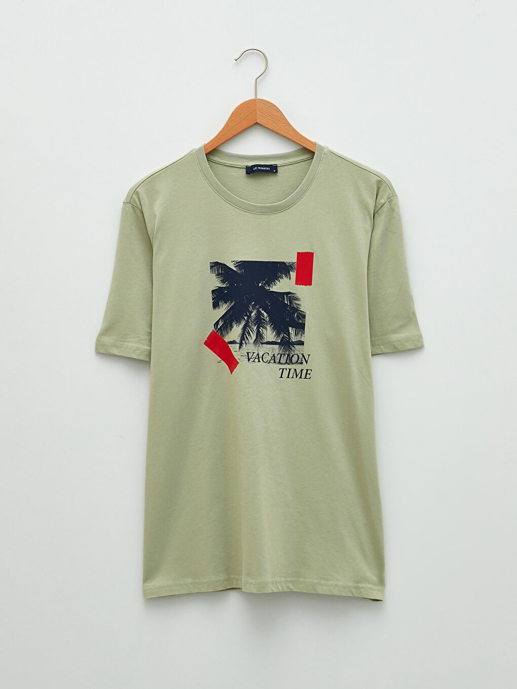 Yeşil Bisiklet Yaka Kısa Kollu Baskılı Erkek Tişört-5