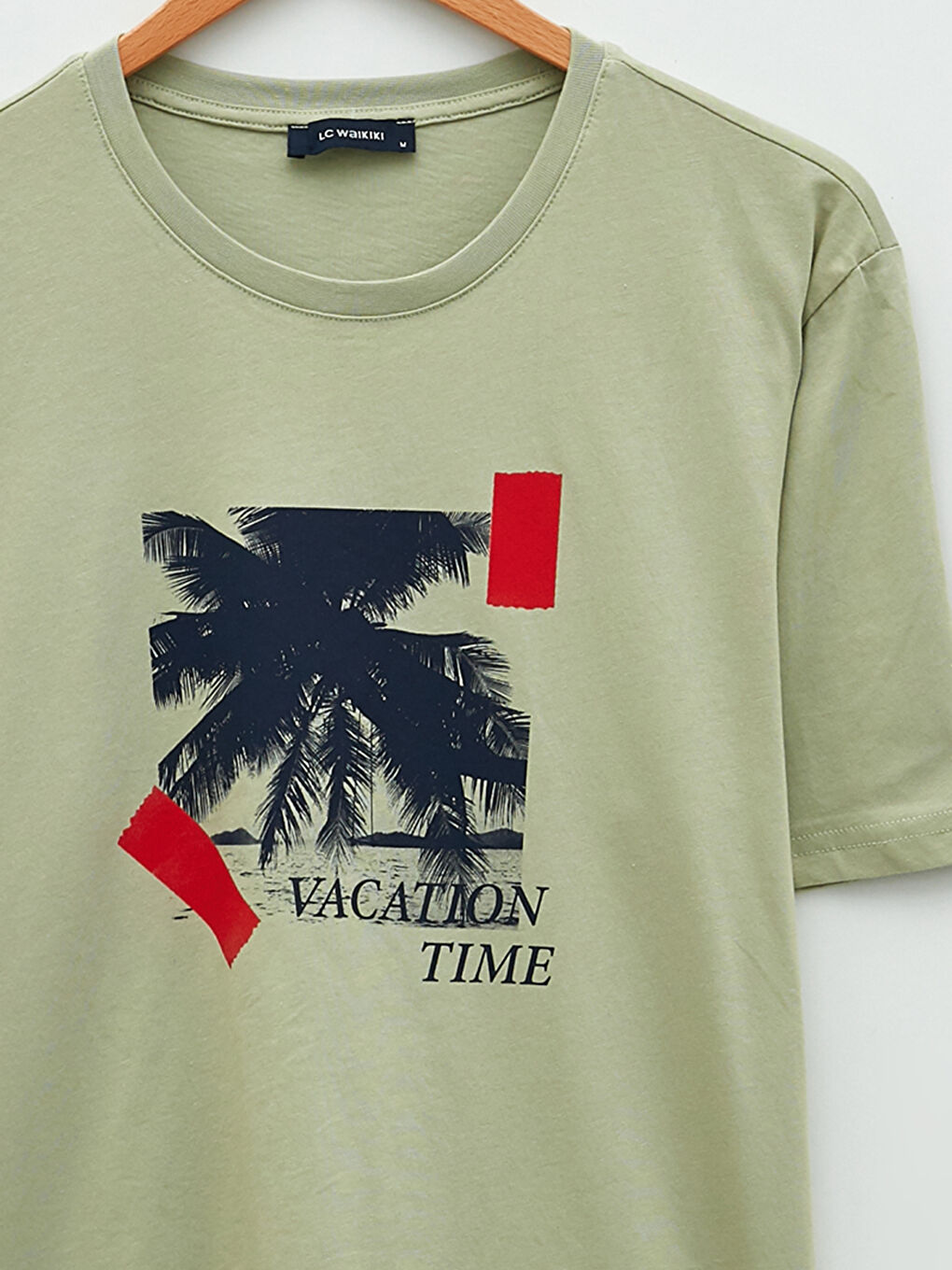 Yeşil Bisiklet Yaka Kısa Kollu Baskılı Erkek Tişört-7