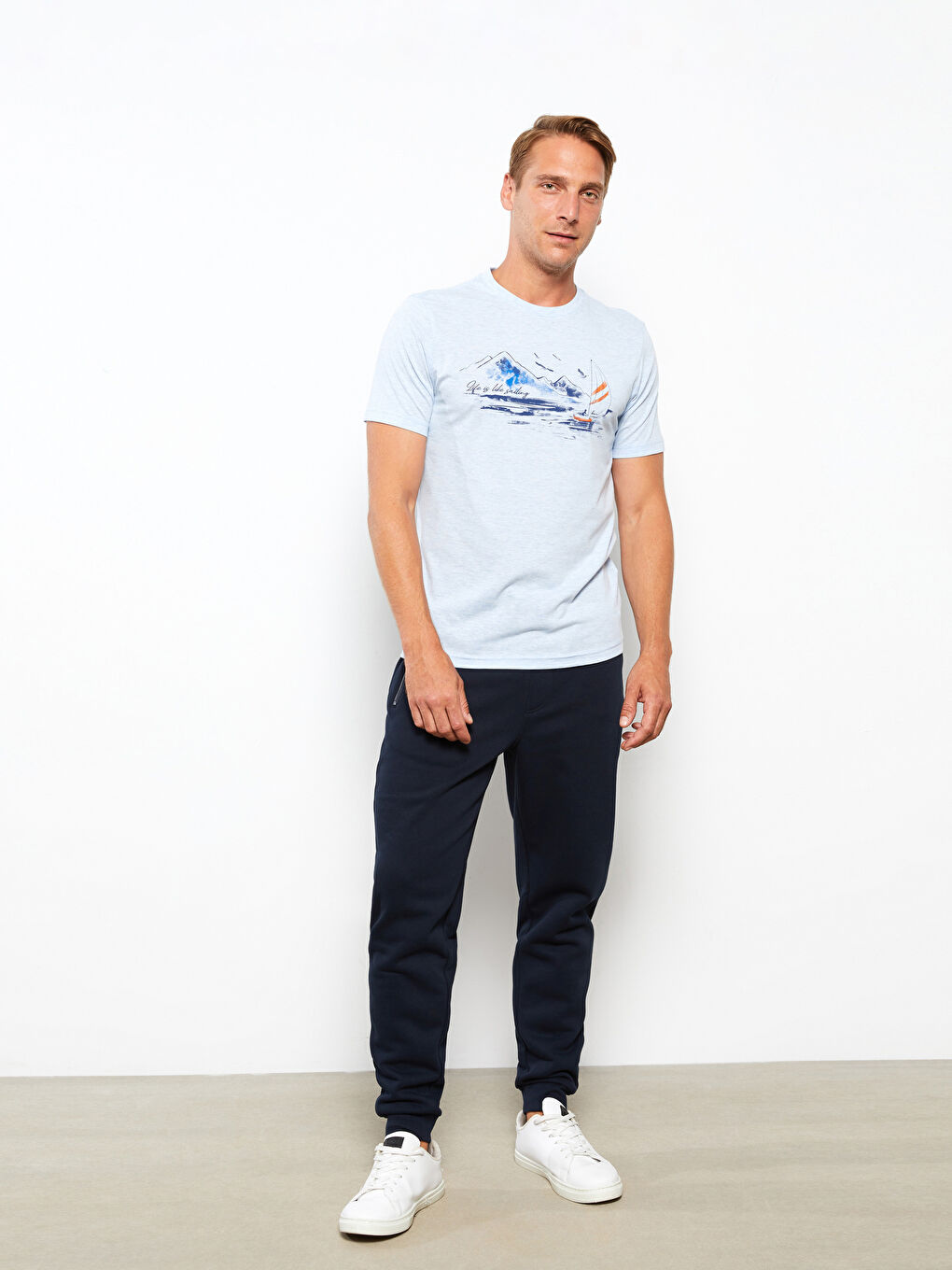 SOUTHBLUE Crew Neck Short Sleeve Printed Combed Cotton Men's T-shirt -S2DL40Z8-L8Y