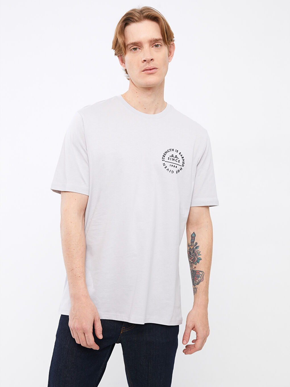 SOUTHBLUE Crew Neck Short Sleeve Printed Combed Cotton Men's T-shirt -S2DL42Z8-JSB