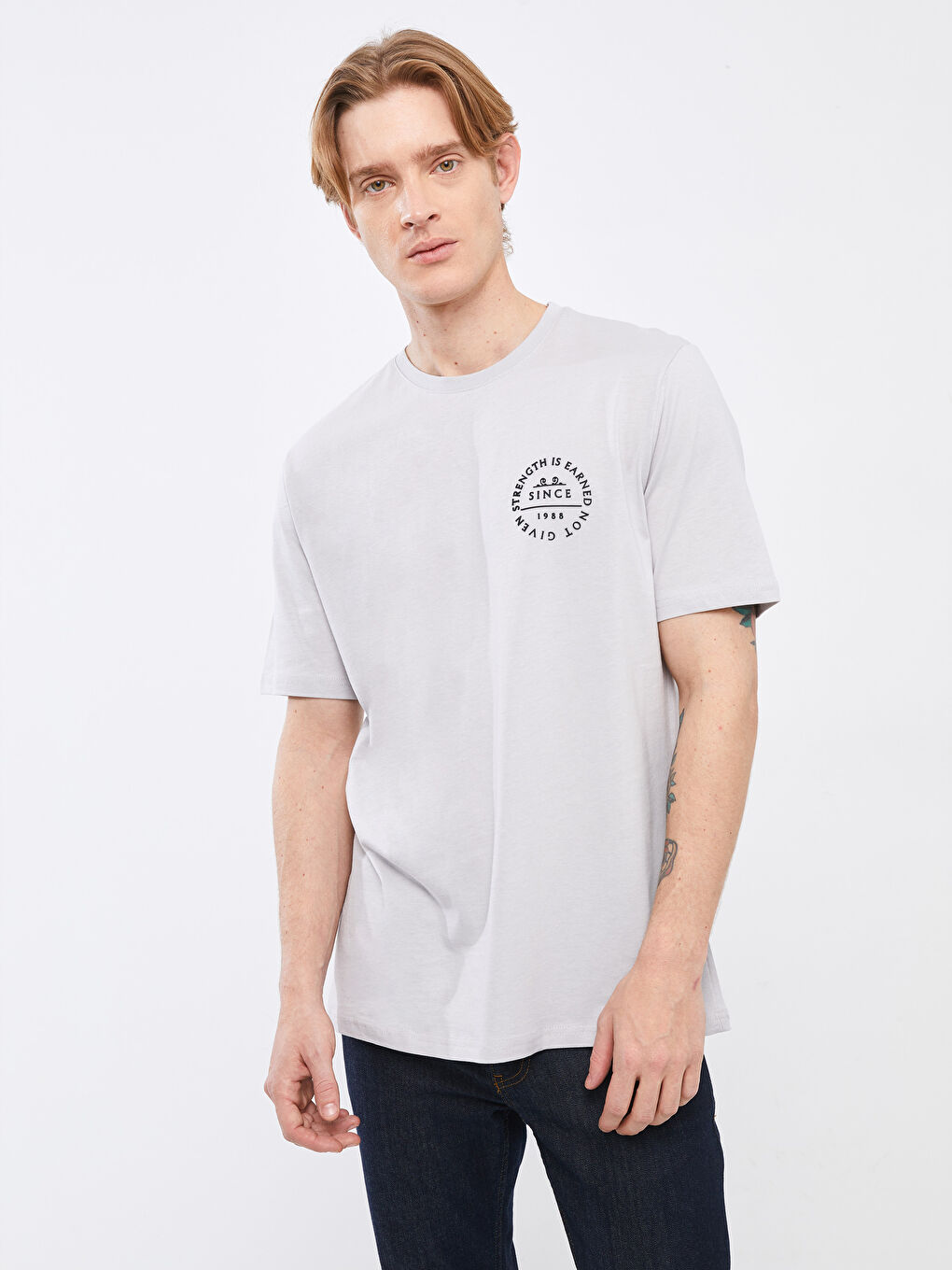 SOUTHBLUE Crew Neck Short Sleeve Printed Combed Cotton Men's T-shirt -S2DL42Z8-JSB