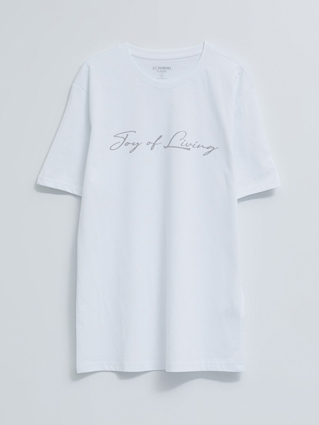 Beyaz Bisiklet Yaka Kısa Kollu Baskılı Penye Erkek Tişört-5