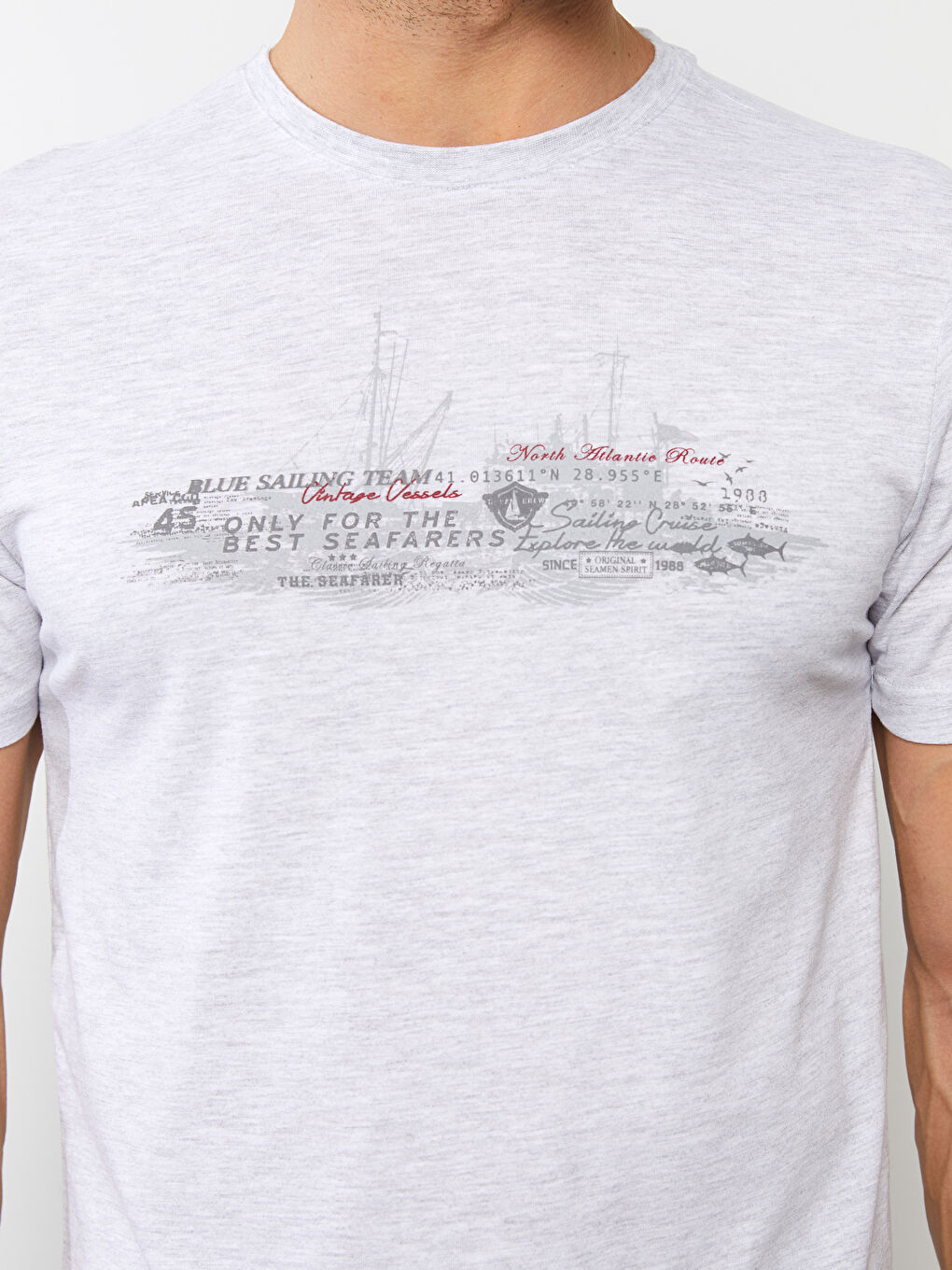 SOUTHBLUE Crew Neck Short Sleeve Printed Combed Cotton Men's T-shirt -S2DL46Z8-DFL