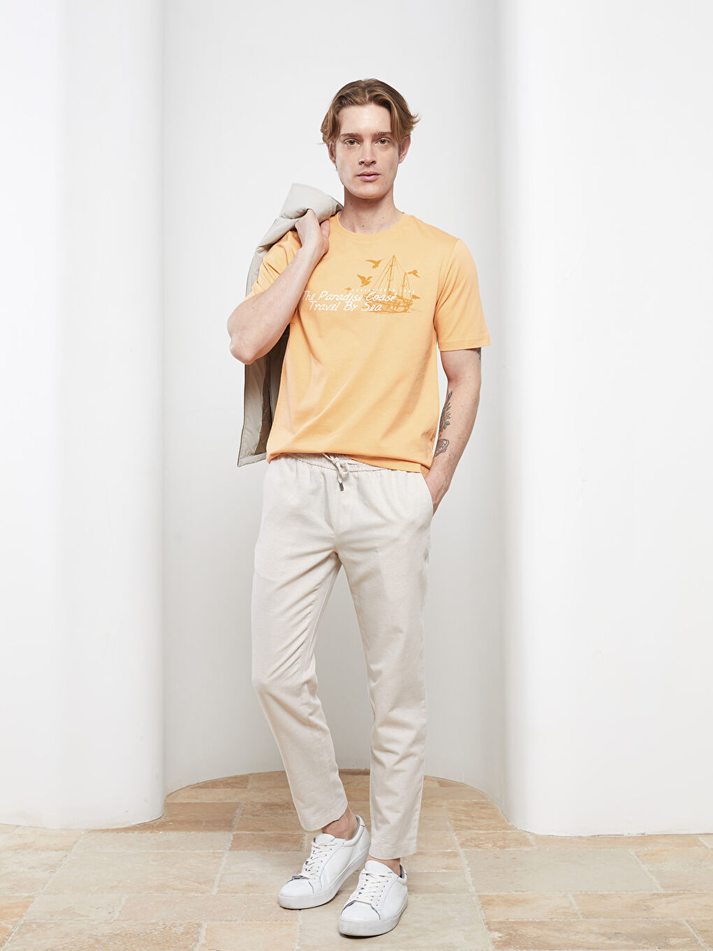 Crew Neck Printed Combed Cotton T-Shirt