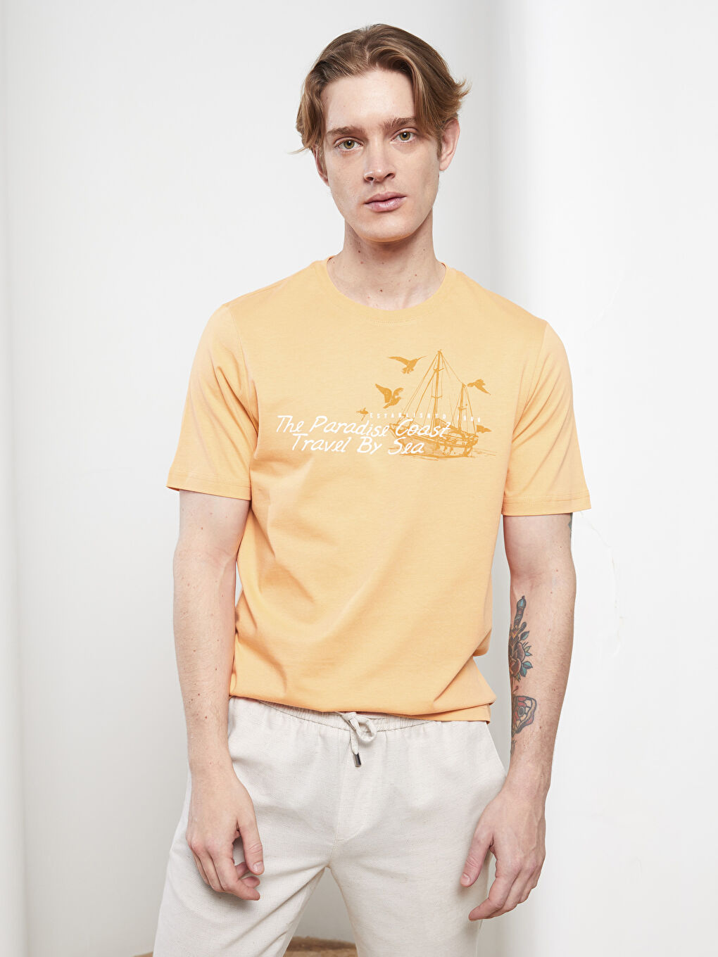 Crew Neck Printed Combed Cotton T-Shirt-1