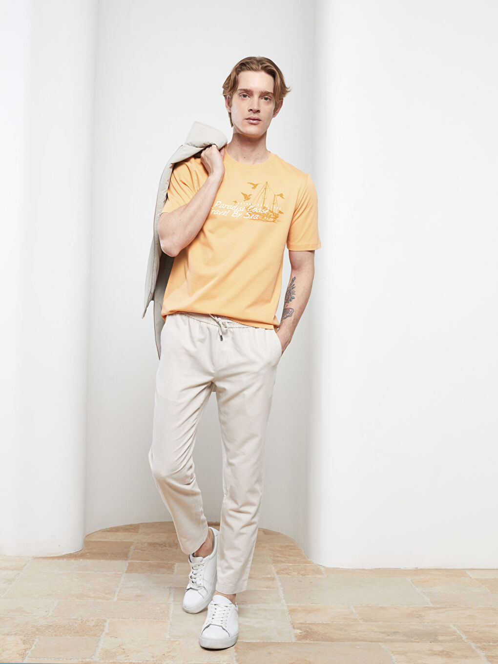 Crew Neck Printed Combed Cotton T-Shirt-2