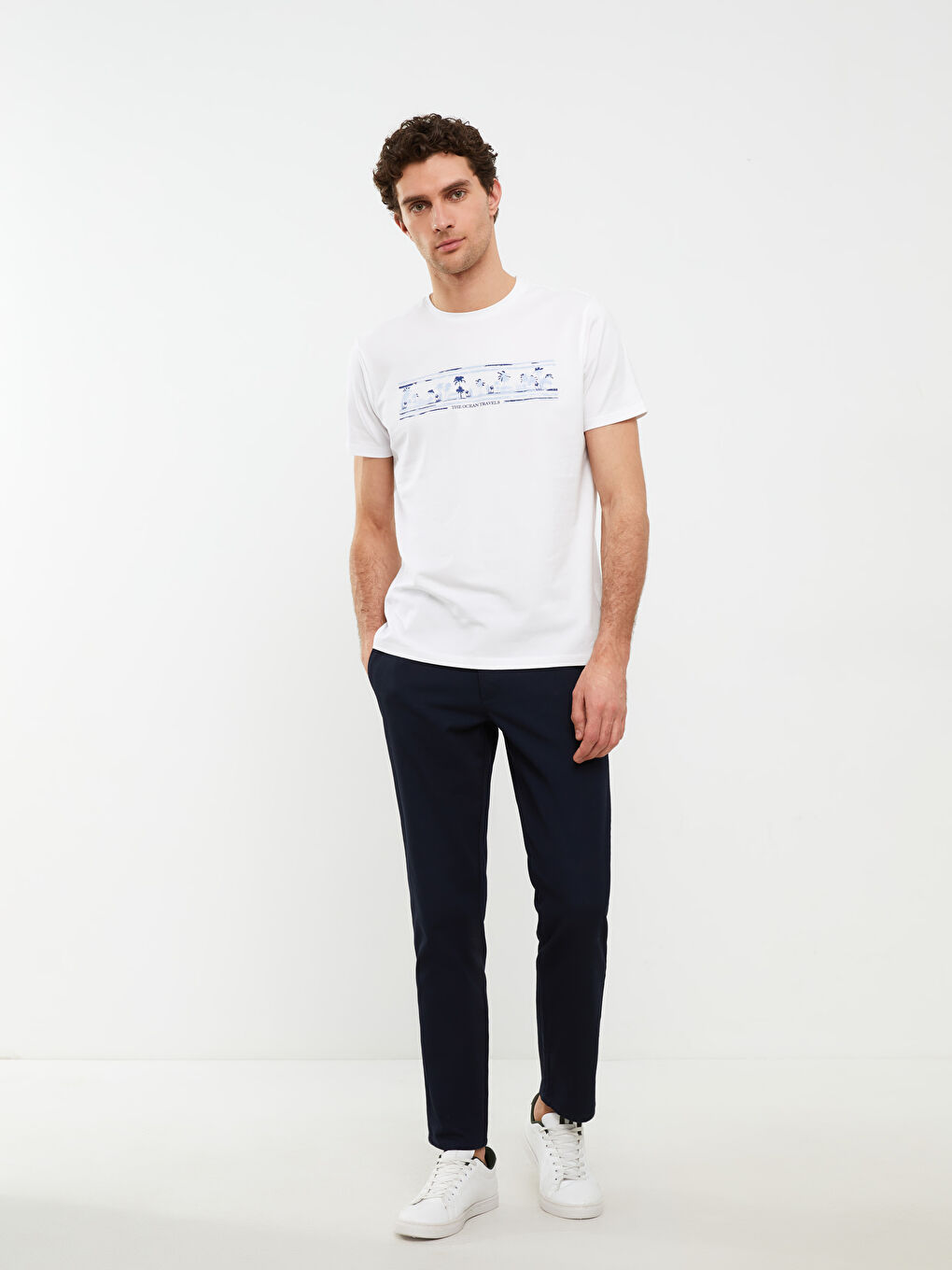 Crew Neck Short Sleeve Printed Combed Cotton Men's T-shirt -S2DL52Z8-Q6K