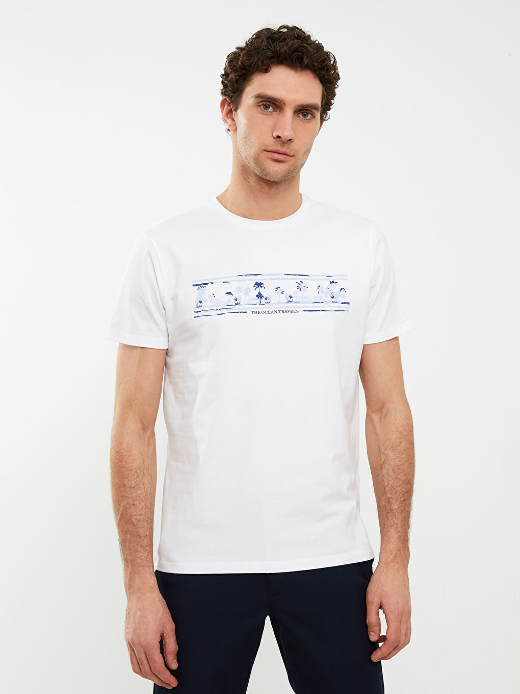 Crew Neck Short Sleeve Printed Combed Cotton Men's T-shirt -S2DL52Z8-Q6K
