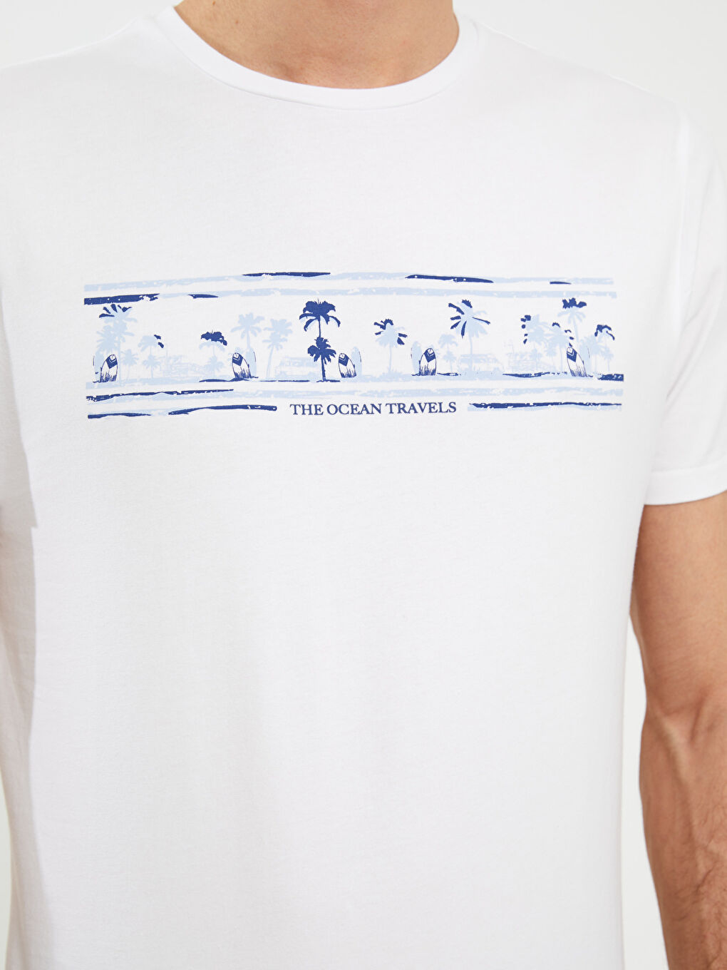 Crew Neck Short Sleeve Printed Combed Cotton Men's T-shirt -S2DL52Z8-Q6K