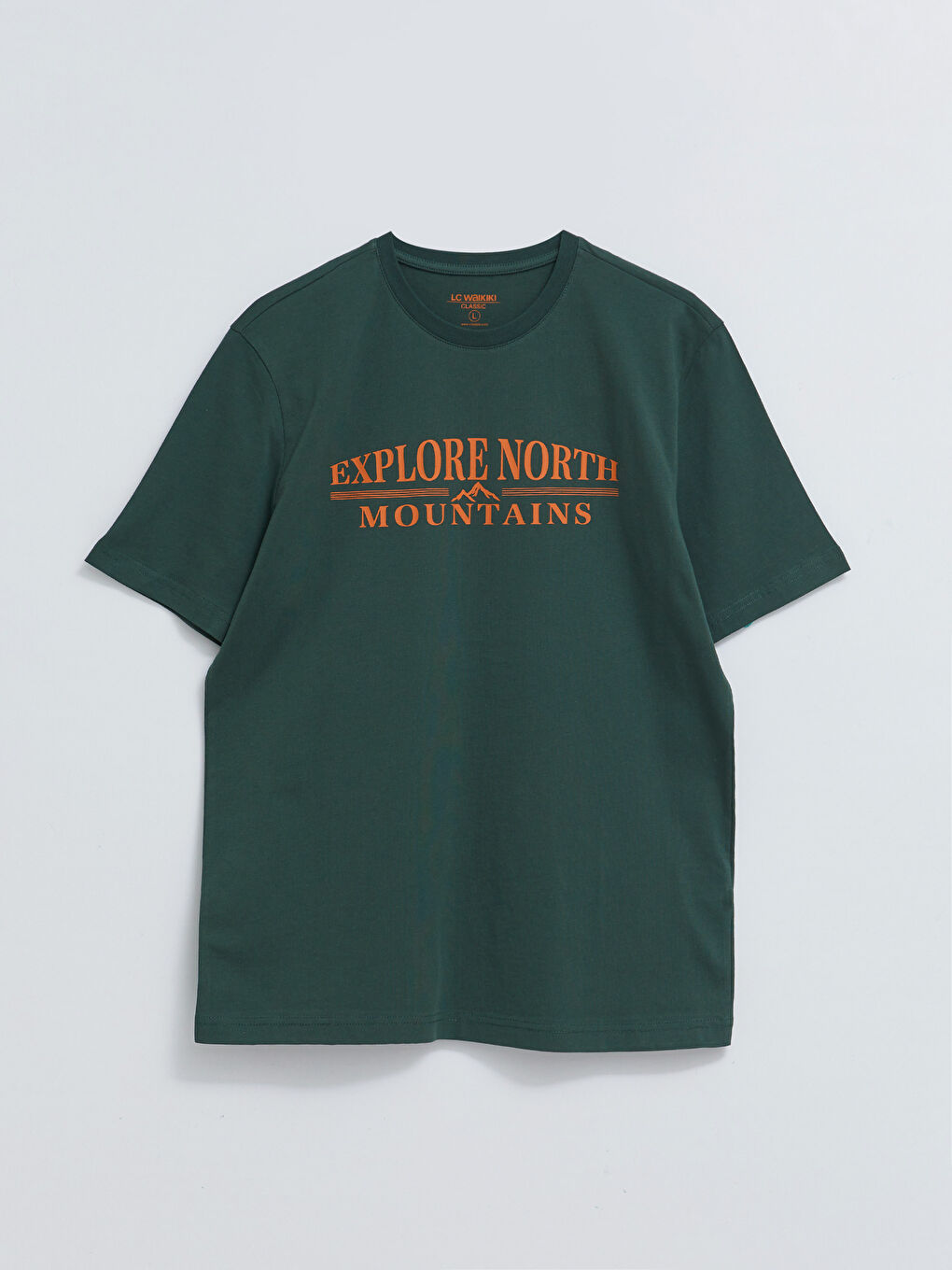 Yeşil Bisiklet Yaka Kısa Kollu Baskılı Penye Erkek Tişört-5