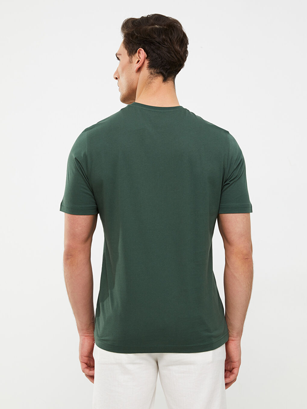 Yeşil Bisiklet Yaka Kısa Kollu Baskılı Penye Erkek Tişört-4