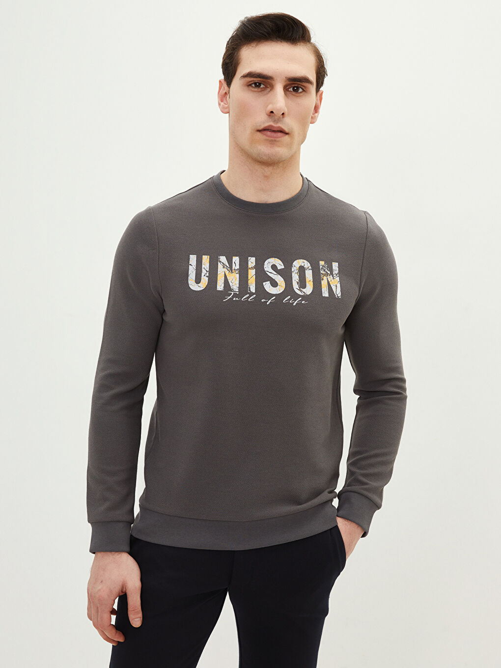 Crew Neck Long Sleeve Printed Men's Sweatshirt