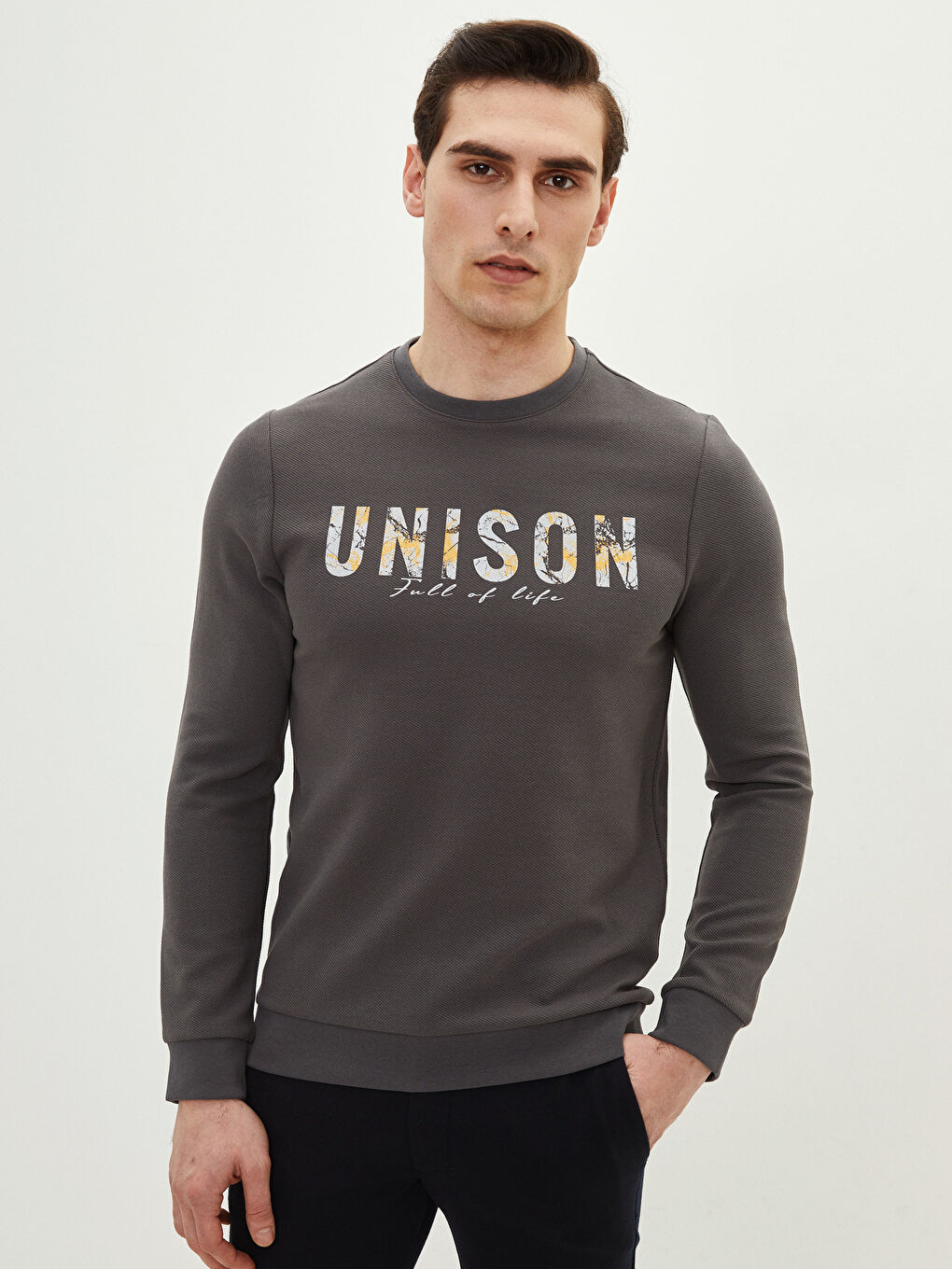 Crew Neck Long Sleeve Printed Men's Sweatshirt-1